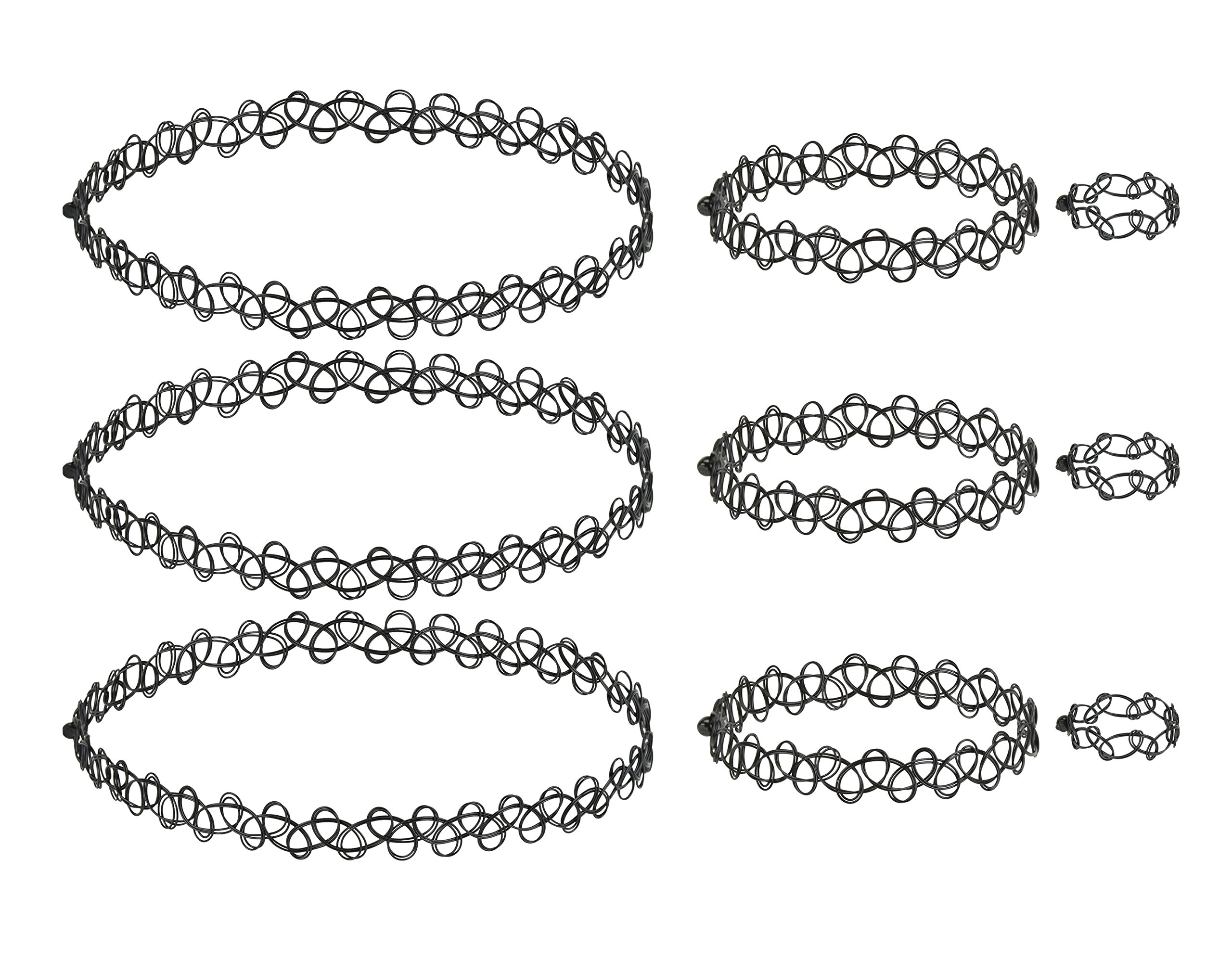 eLander Halsketten-Set, Halskette + Armband + Ring, Tattoo-Halsband für Mädchen, Henna Vintage, Kettenhals, Boho-Stil, 80er 90er Jahre Angebot bei HelloDeals