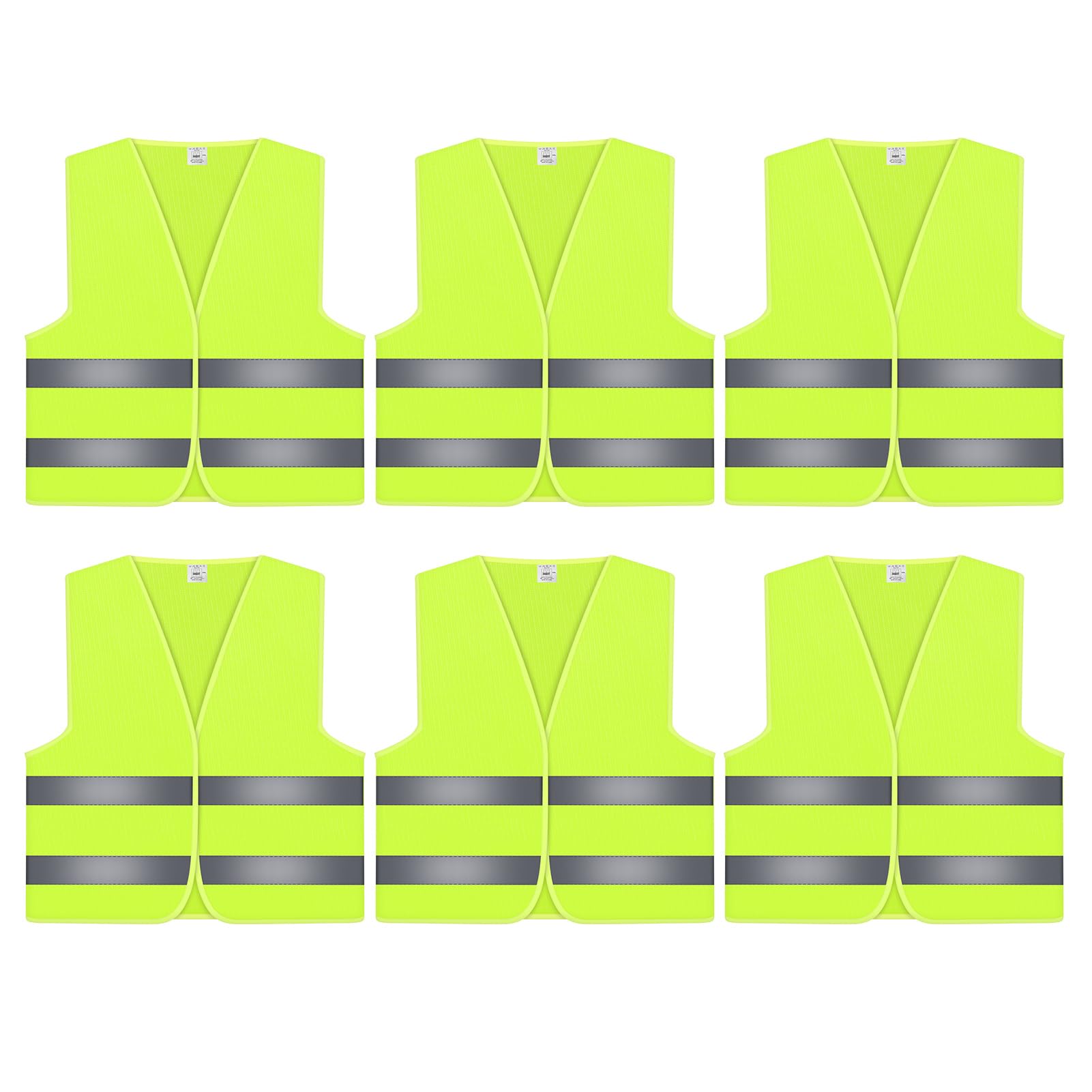 6 Warnwesten Auto, Reflektierende Warnwesten, Weste Neongelb Reflektierend, Warnweste 360° Reflektierend Rundum, Neongelb KFZ Pannenhilfe, Leichtgewicht Sicherheitswesten für Kraftfahrer Arbeitnehmer Angebot bei HelloDeals