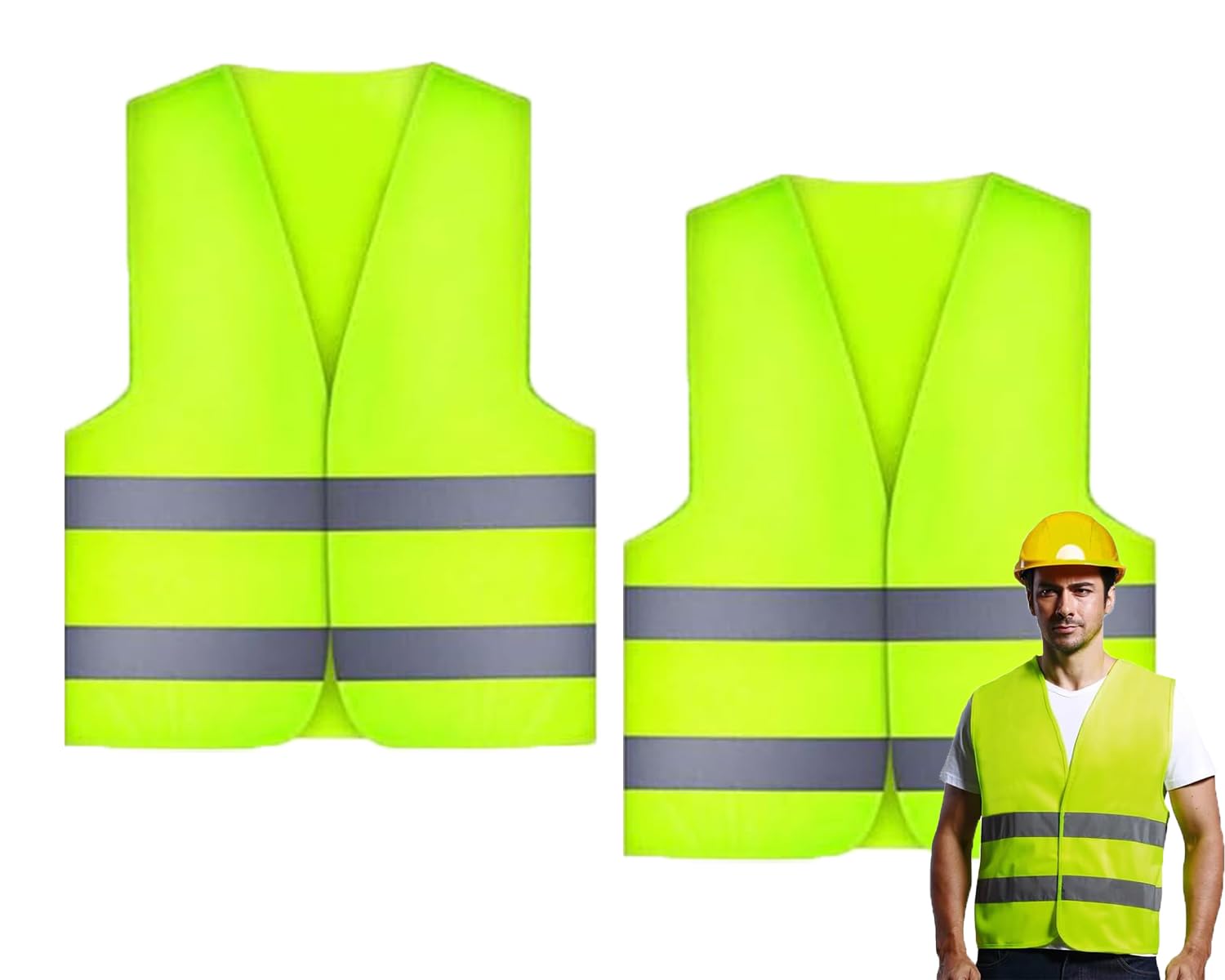 2 Stück Warnwesten Auto, Warnweste, High Visibility Vest, Pannenweste, Warnwesten, Grün Sicherheitsweste, Reflektorweste, für Nacht, Bauarbeiter, Autofahrer Angebot bei HelloDeals