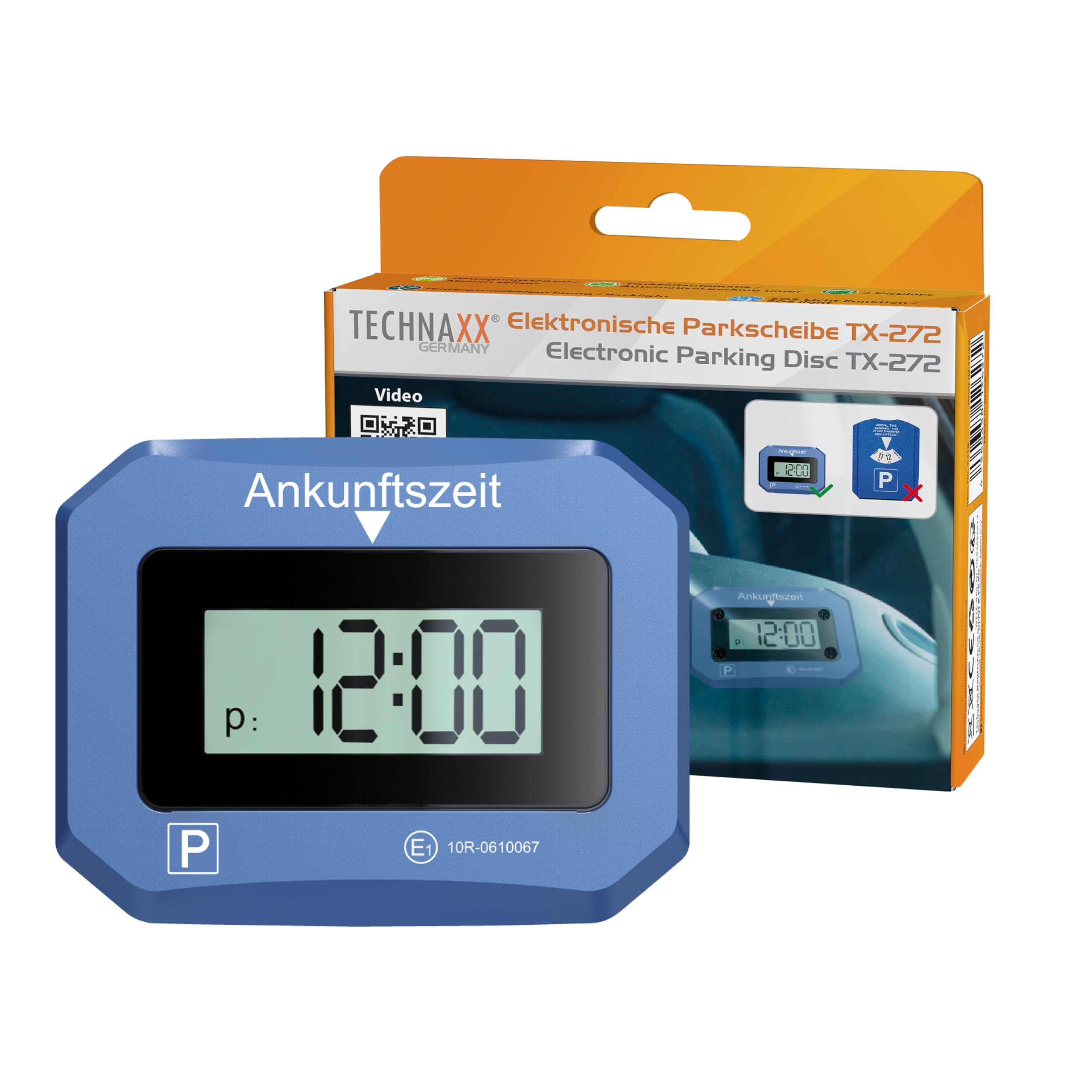 Technaxx elektronische Parkscheibe TX-272, automatische Digitale Parkuhr für das Auto mit Bewegungssensor, automatischer Zeiteinstellung, doppelt beleuchteten Displays, SOS-Licht, ECE-Lizenz Angebot bei HelloDeals
