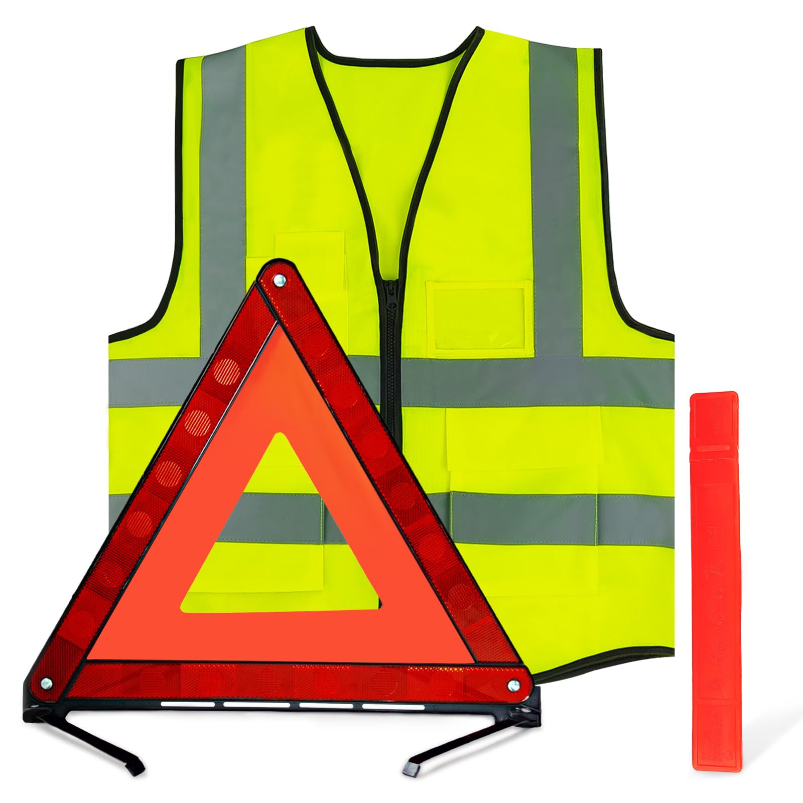 ZTBFHLZQ Warndreieck kfz Warnwesten Set, 360 Grad Reflektierend Warndreieck, Reflektierend Notfalldreieck, KFZ Warnweste, Notfalldreieck Faltbar, Pannendreieck Faltbar mit Aufbewahrungskoffer Angebot bei HelloDeals