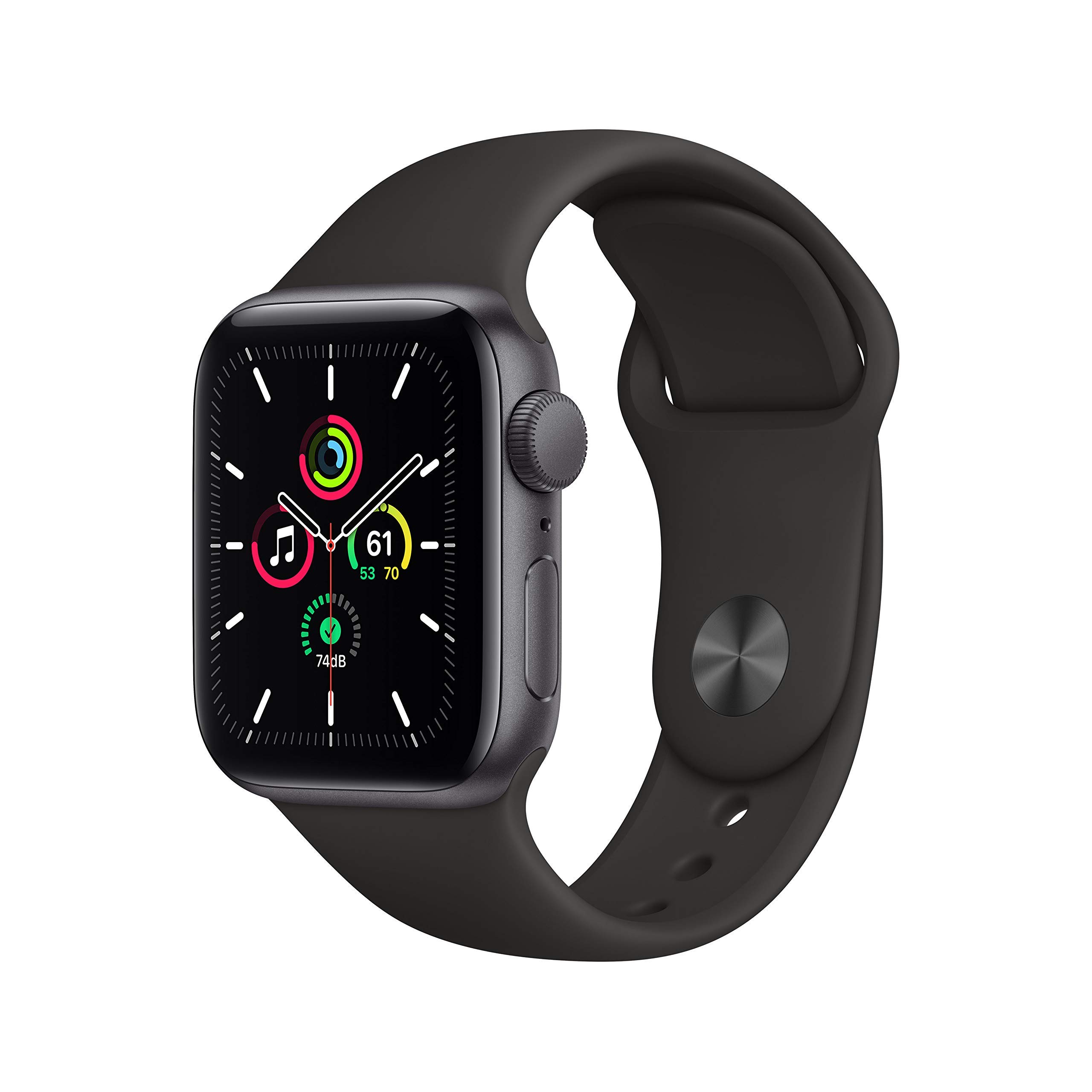 Apple Watch SE 2020 (GPS, 40MM) Aluminiumgehäuse Space Grau mit Schwarz Sportarmband (Generalüberholt) Angebot bei HelloDeals