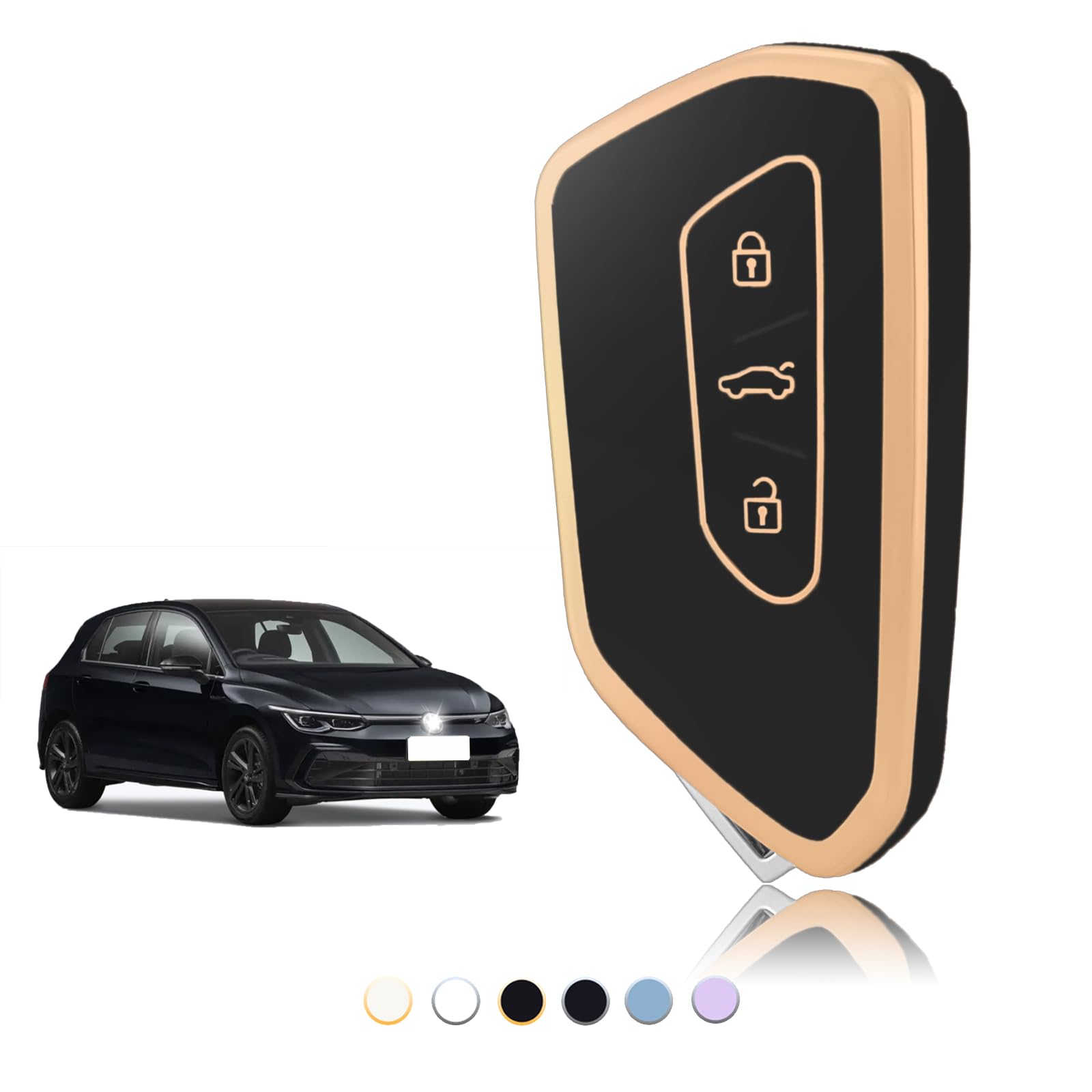 TOOMUME Schlüsselhülle, Autoschlüssel Hülle Passt für Cupra Born Formentor für VW Volkswagen Golf 8 MK8 Seat Leon MK4 Ateca Tarraco Skoda Octavia 8, Schlüsselcover Schutz Schlüssel Gehäuse - Smart Key TPU Schwarz Gold Angebot bei HelloDeals