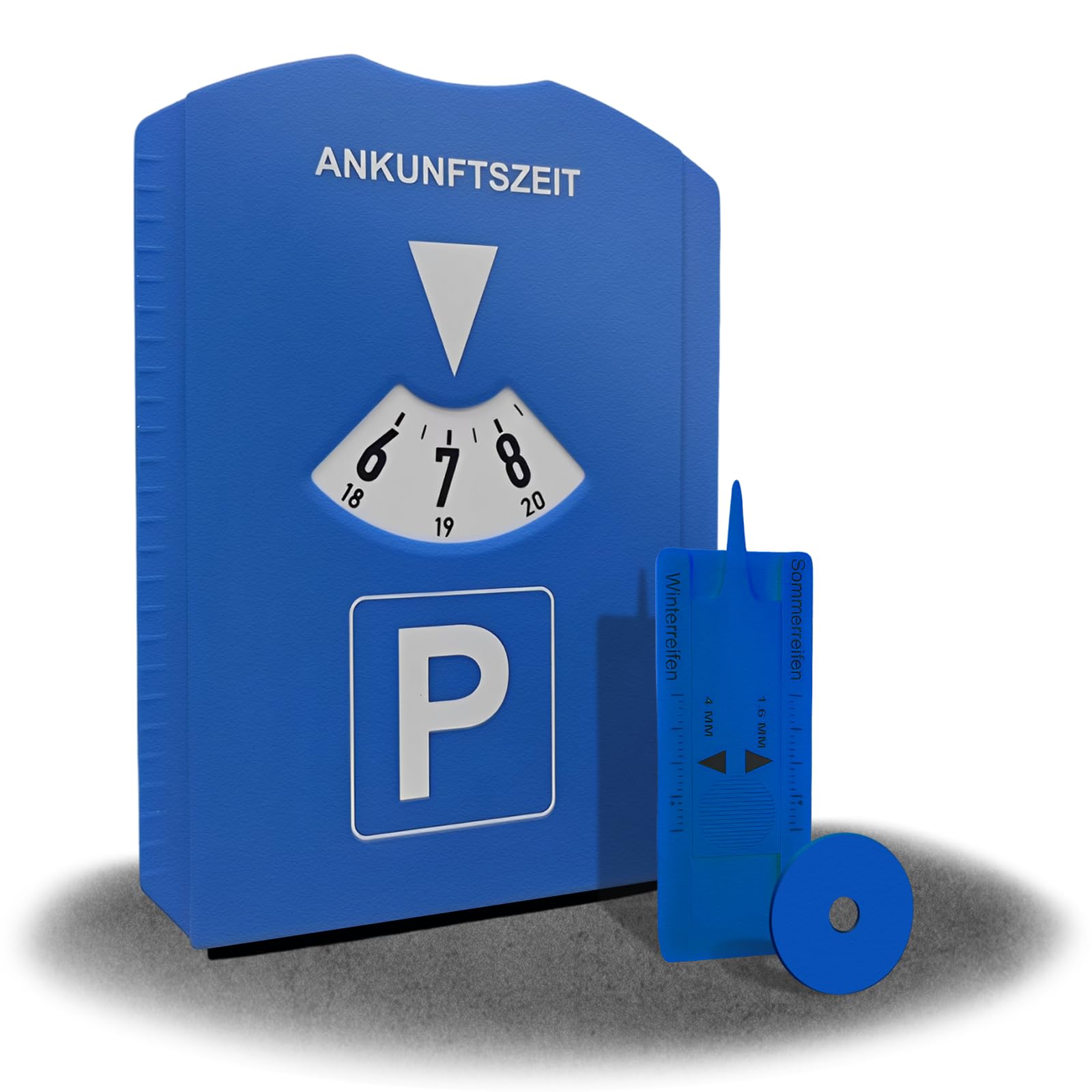 kinoco Parkscheibe mit Eiskratzer - 2 in 1 Parkuhr für Auto und Motorrad INKL. Reifenprofilmesser + Einkaufswagen-Chip | Winter Eiskratzer & Profiltiefenmesser Angebot bei HelloDeals