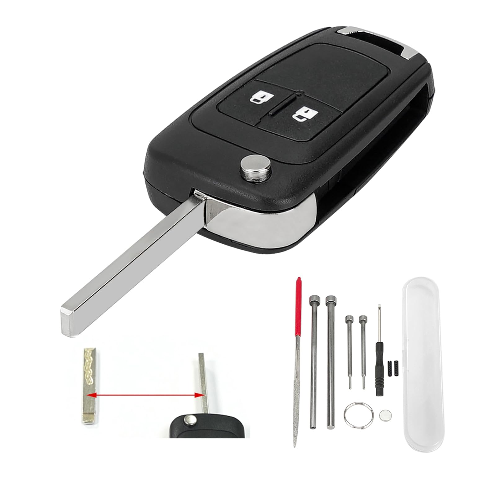 GZXNKEY Für Opel/Vauxhall Astra J Insignia Schlüsselgehäuse für Adam Mokka Vectra Zafira Corsa Meriva Chevrolet Cruze Orlando Spark Aveo Captiva Autoschlüsselgehäuse mit Stift-Werkzeug 2 Tasten Angebot bei HelloDeals