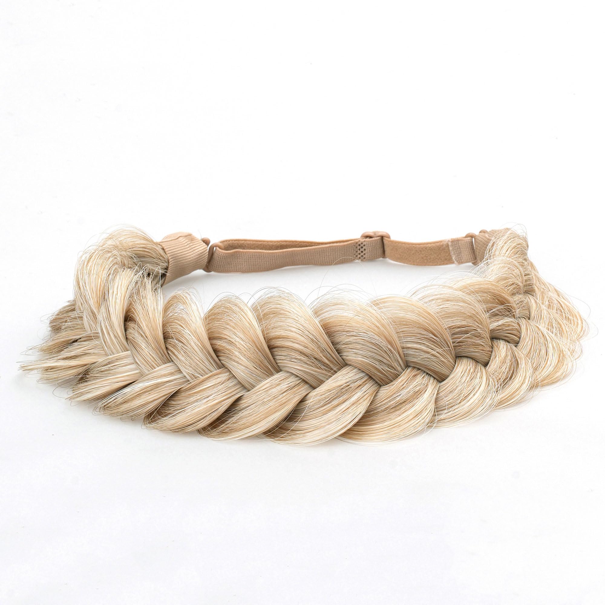 TOECWEGR Extensions Haarband Haarreifen Zopf Geflochten Classic Chunky Wide Plaited Wedding Fluffy Braids Wig Women Girl Beauty Accessory (Strandblond Highlights A012) Angebot bei HelloDeals