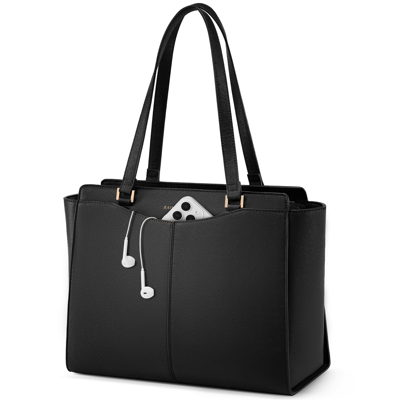 RAINSMORE Handtasche Damen Groß Shopper Tasche Damen Wasserdichte Laptoptasche 14 Zoll PU Leder Tote Bag mit Reißverschluss Innentasche Arbeitstasche Schultertaschen Henkeltasche Angebot bei HelloDeals
