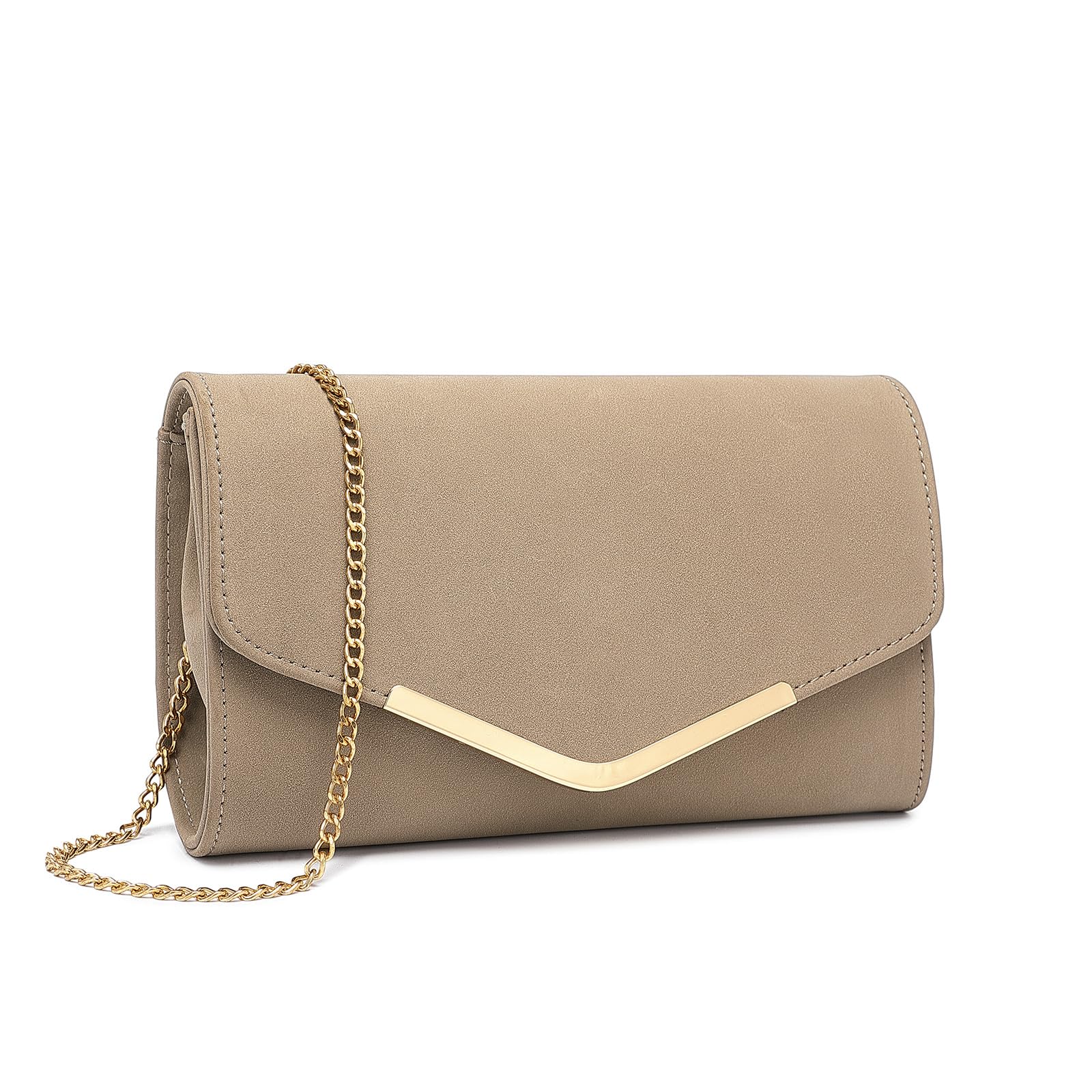 Miss Lulu Damen Umschlag Clutch Elegant Abendtasche Brauttasche Umschlag Clutch Tasche Handtasche mit Kette für Hochzeit Party Prom Beige Angebot bei HelloDeals