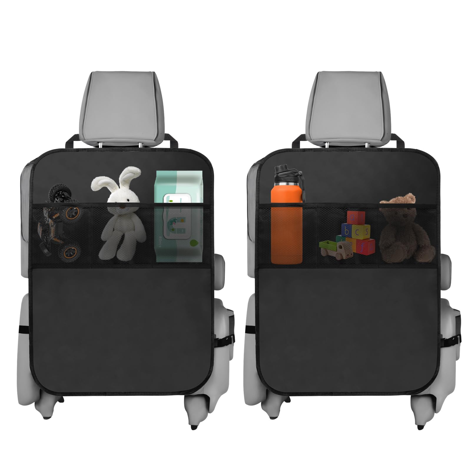 Encuryna 2 Stück Autositz Schutz Rückseite Kinder, Rückenlehnenschutz Auto Kinder, Autositz Organizer zum Aufbewahren von Kindersachen, Autositzschoner, Kick-Matten Schutz (Schwarz) Angebot bei HelloDeals