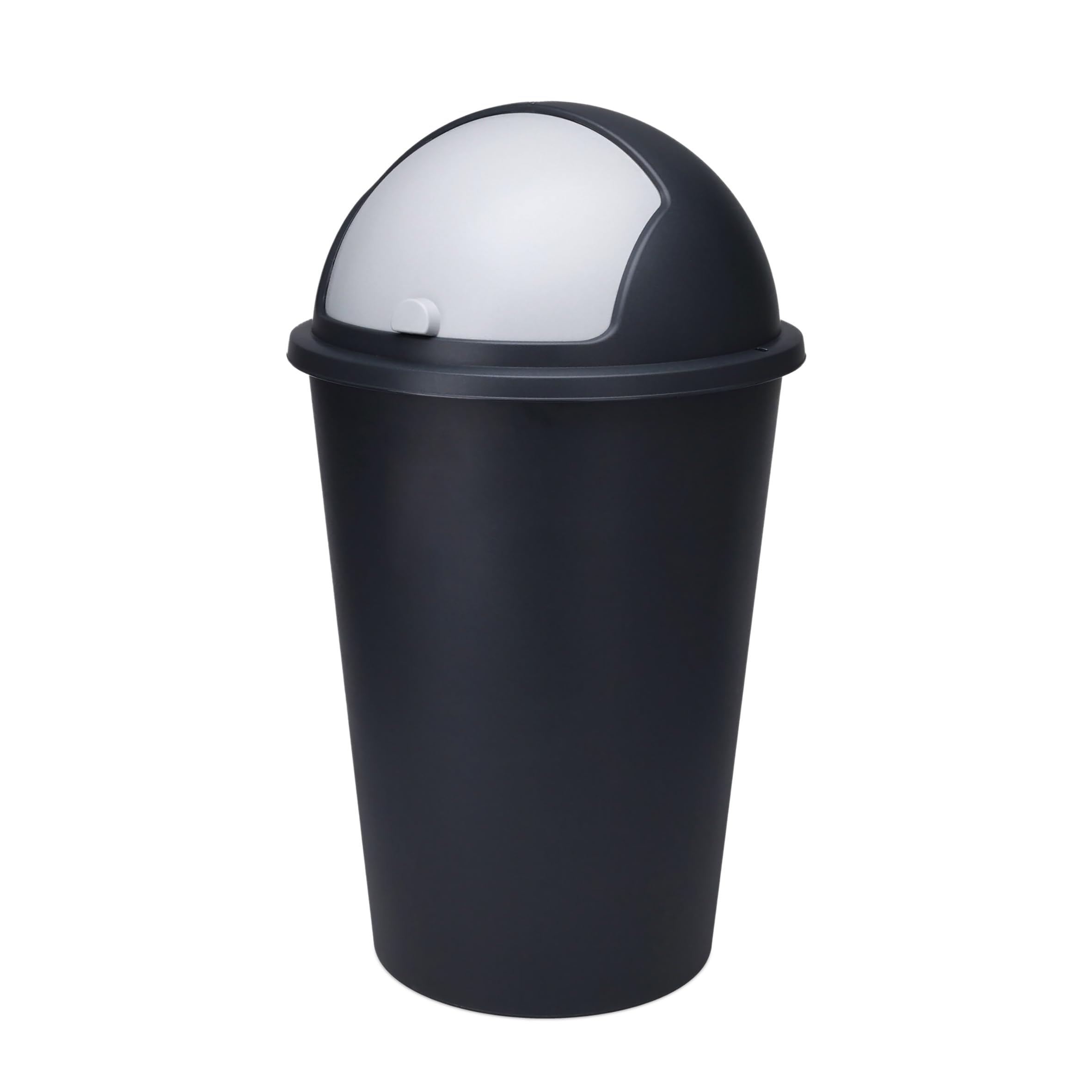 Spetebo XL Abfalleimer mit Schiebedeckel schwarz - 50 L - Runder Mülleimer mit Kuppel Deckel - Kosmetik Eimer Müll Behälter Abfall Eimer recycelbar Angebot bei HelloDeals