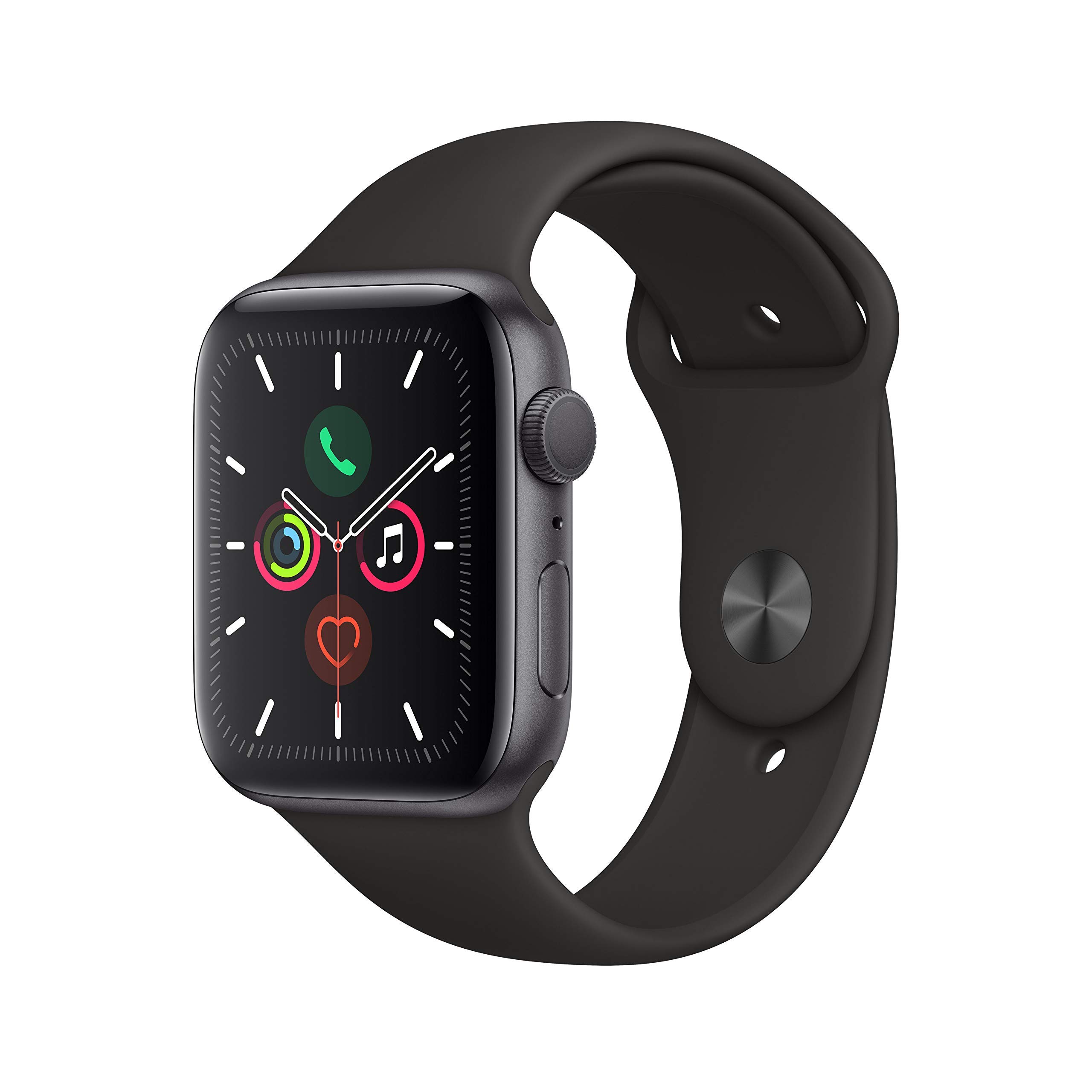 Apple Watch Series 5 44mm (GPS) - Aluminiumgehäuse Space Grau Schwarz Sportarmband (Generalüberholt) Angebot bei HelloDeals