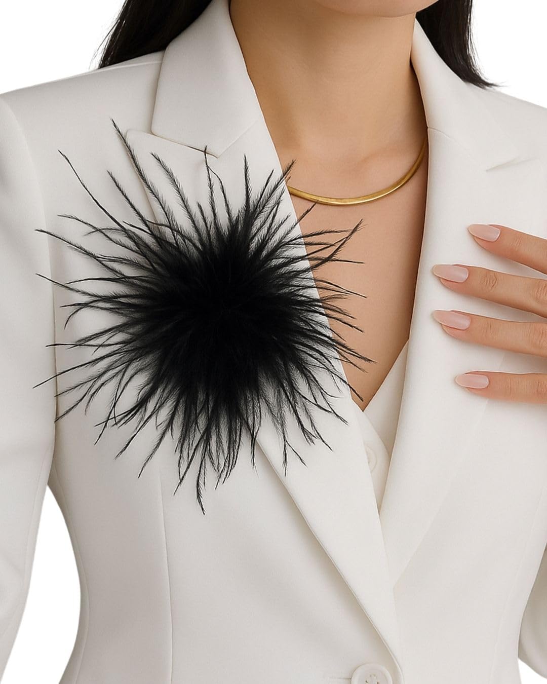 Baesics Feder Brosche - Damen Fluffy Straußenfeder Anstecker Vintage Stil Hutaccessoire Braut Hochzeit Party Fasching Haarclip Fascinator für Blazer Kleid Jacke – Boho Blumen Design Schwarz Angebot bei HelloDeals