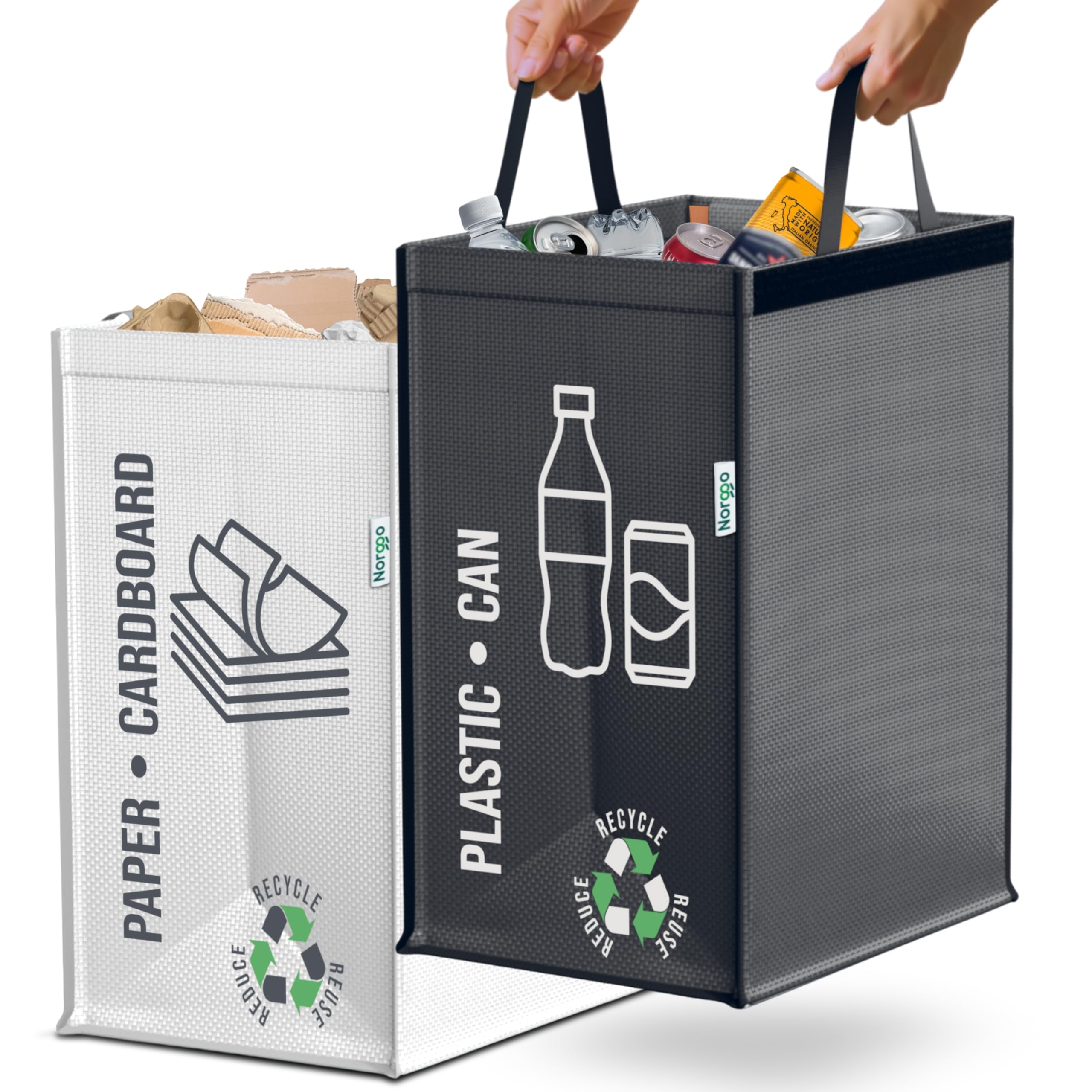 Norggo® Mülltrennsystem 2fach – Set aus 2 Mülltrennsysteme für Plastik und Papier – Recycling Behälter 50L mit Griff – Abfall & Recycling Lösung – Mülltrennsystem Küche – Altpapier & Plastik Bali Angebot bei HelloDeals