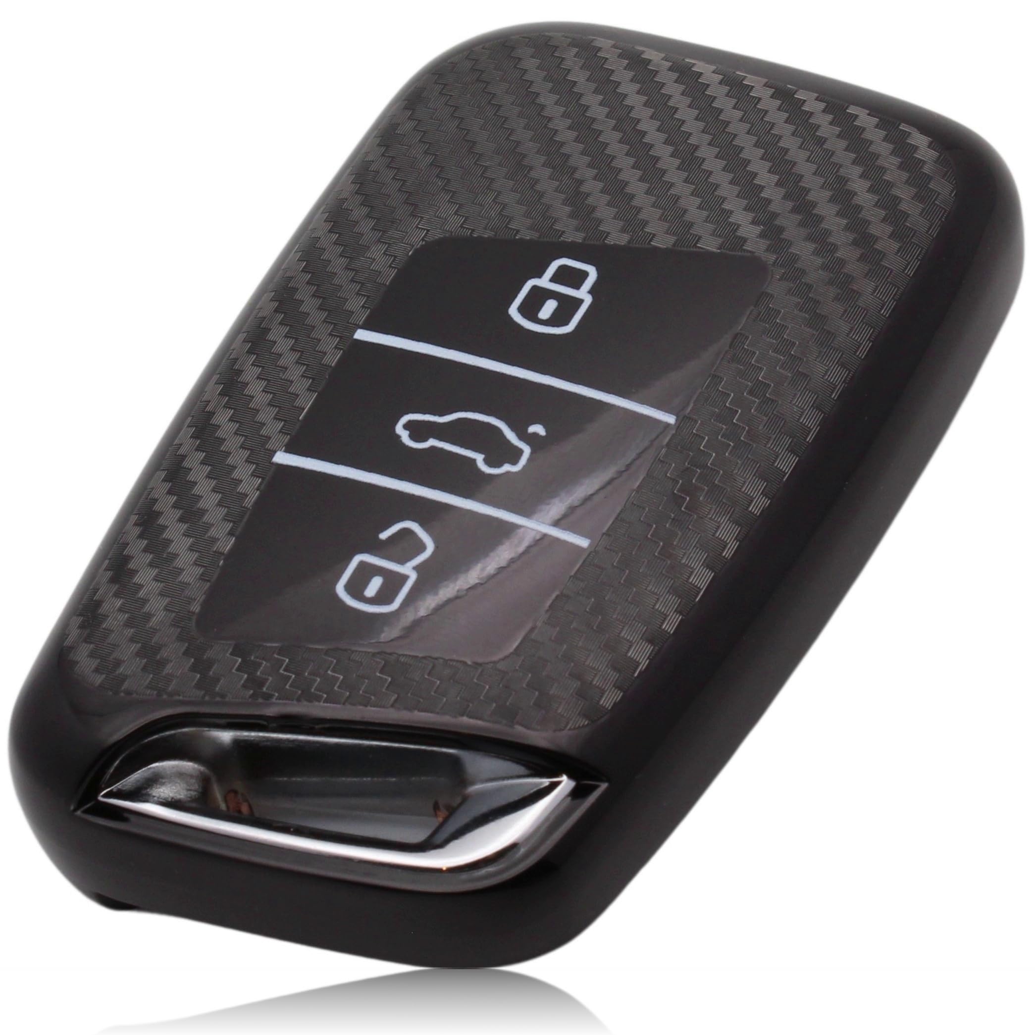 FOAMO Autoschlüssel Hülle Kompatibel mit VW Passat B8, SEAT, Skoda Keyless Autoschlüssel - TPU Schlüsselhülle - Schutz-Hülle für Autoschlüssel Carbon Schwarz Angebot bei HelloDeals