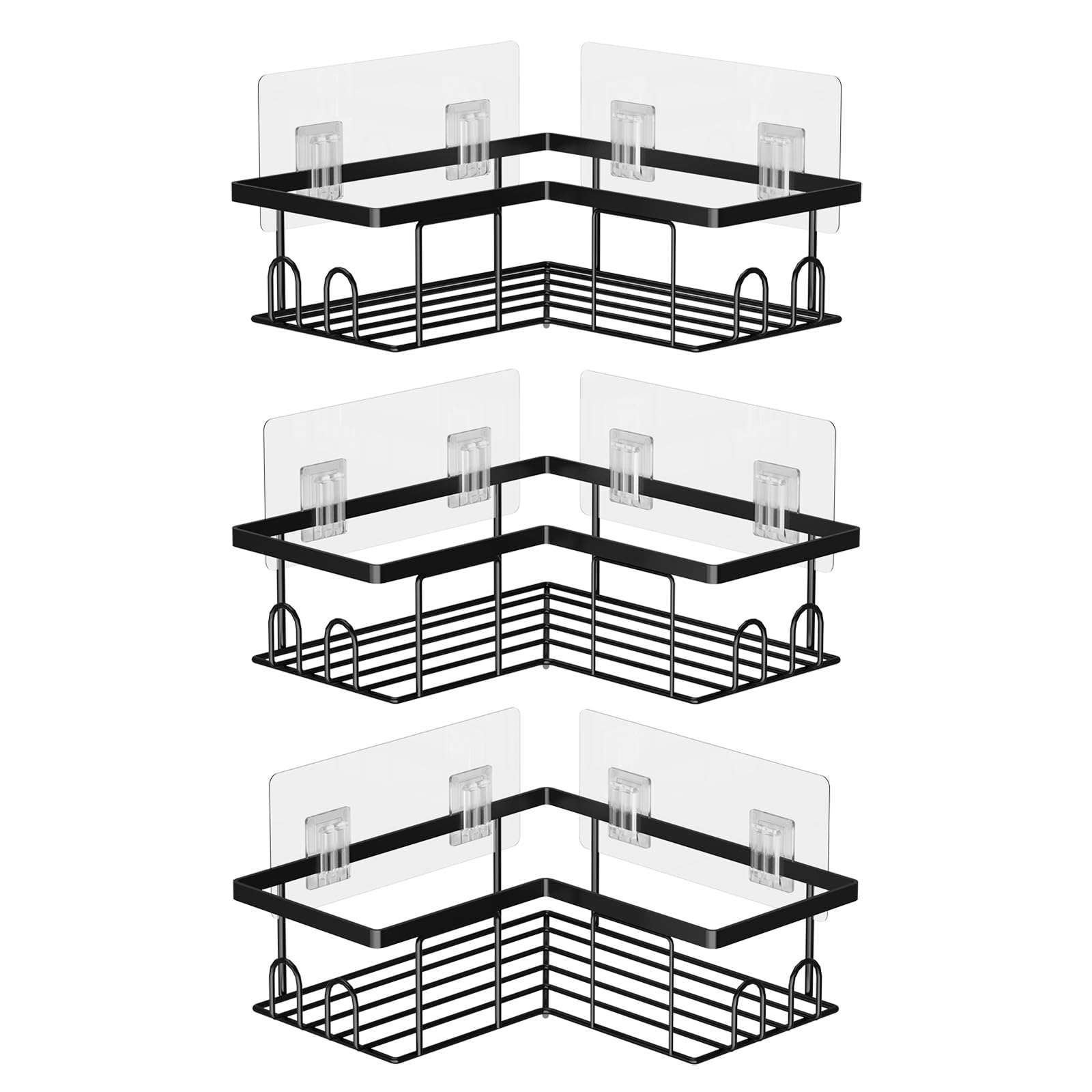 UUlioyer Duschablage Ohne Bohren Ecke, Wasserdichter und Rostfreier Duschregal, Badezimmer Regal Organizer, Shampoo Duschgel Halterung für Dusche (3 Stück Eckduschregal- Schwarz) Angebot bei HelloDeals
