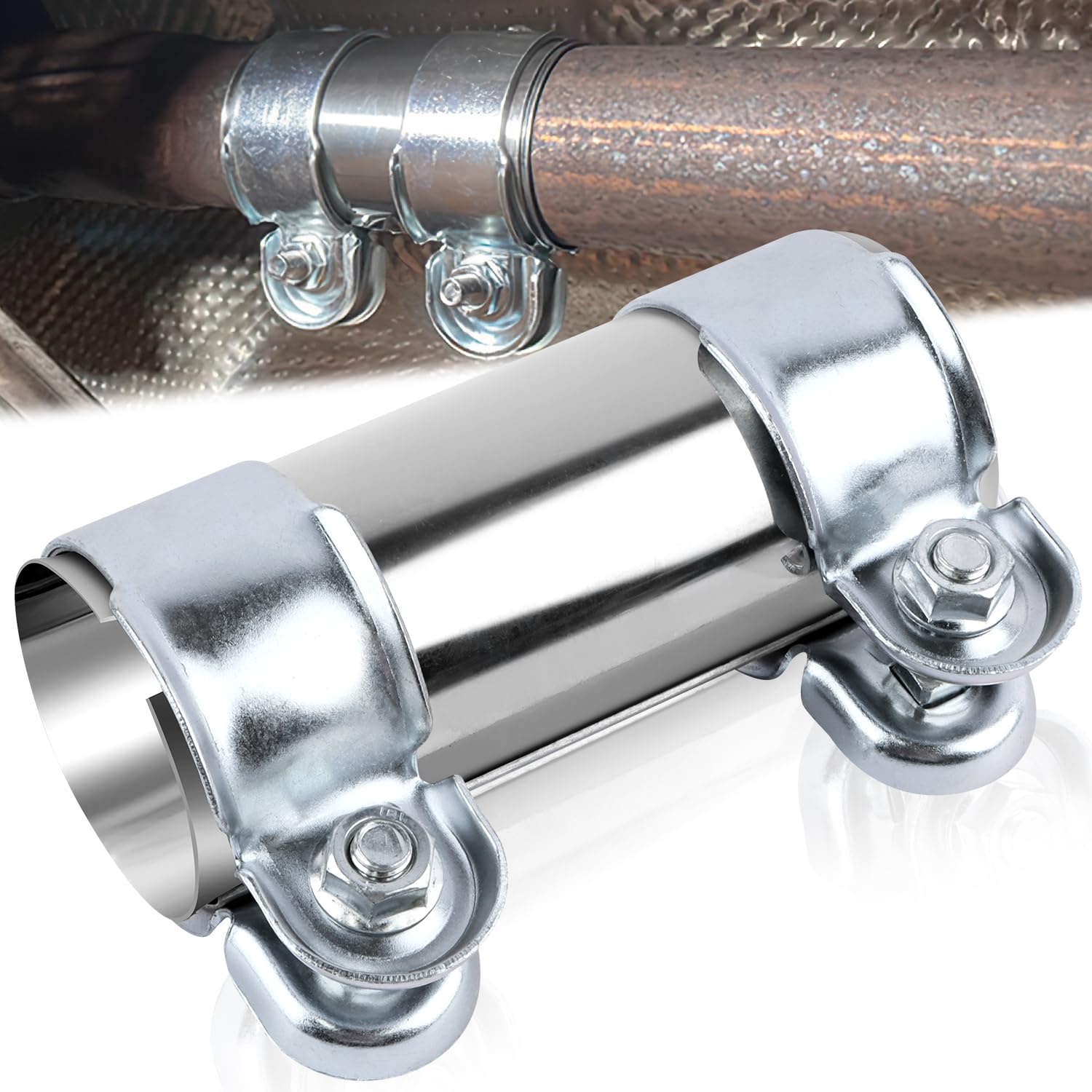 BSTDAYEVER Auspuffschelle Rohrverbinder Edelstahl Auspuff Verbinder 50x125mm Universal auspuff Schelle Doppelschelle Auto Auspuffrohrschelle Schalldämpfer Bandschelle Φ50x125mm Angebot bei HelloDeals