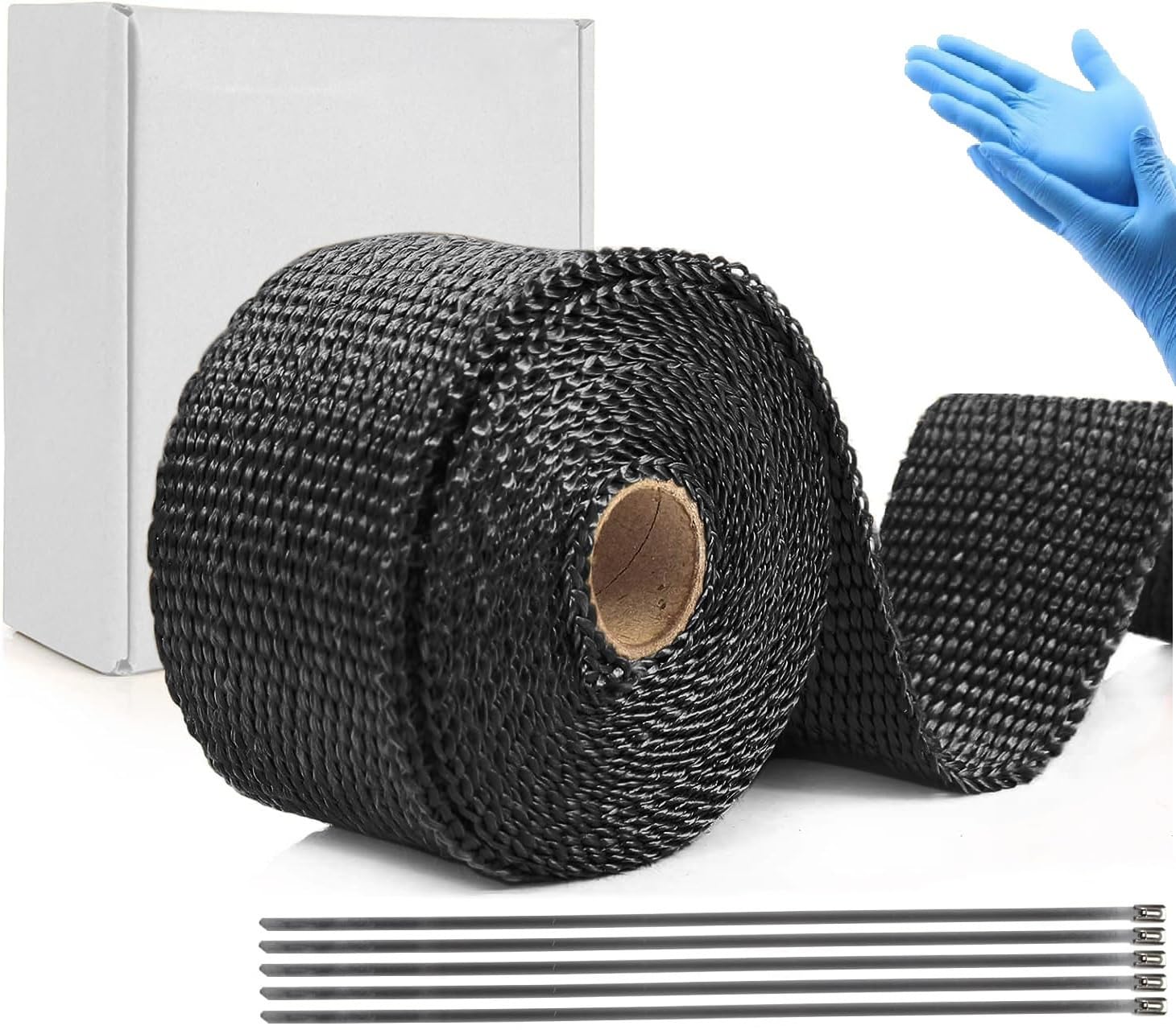 Yosugi 10M Hitzeschutzband Auspuff Dichtband Hitzeschutz mit 5 Kabelbinder Stainless Steel Cable Ties for Motorcycle Manifold, Thermal Tape, Manifold Tape(Schwarz) 10M*5CM Angebot bei HelloDeals