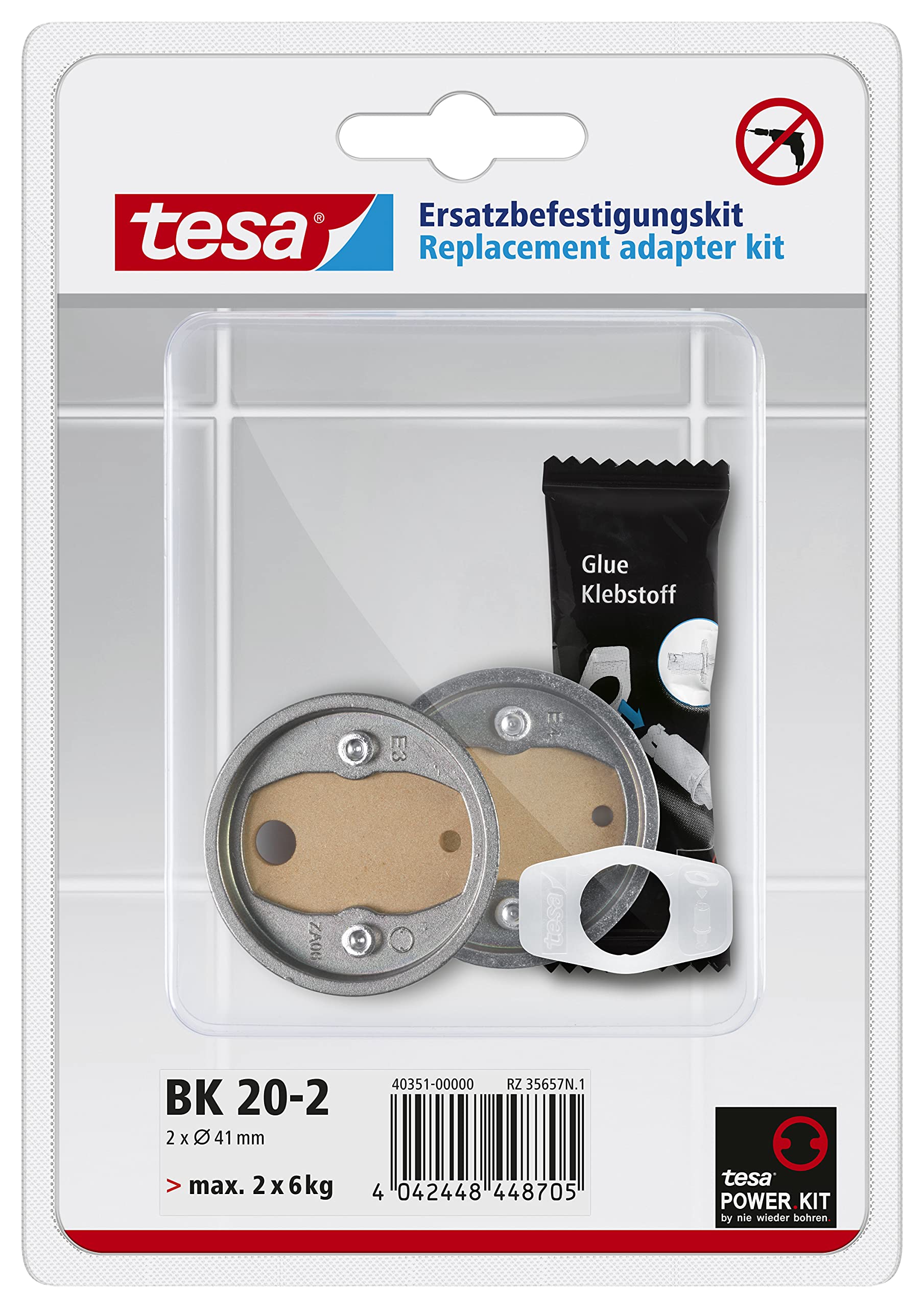 tesa Power.Kit-Adapter BK20-2, selbstklebendes Ersatzteil-Set, Zamak-Ring, Durchmesser 41mm, Höhe 8mm Angebot bei HelloDeals