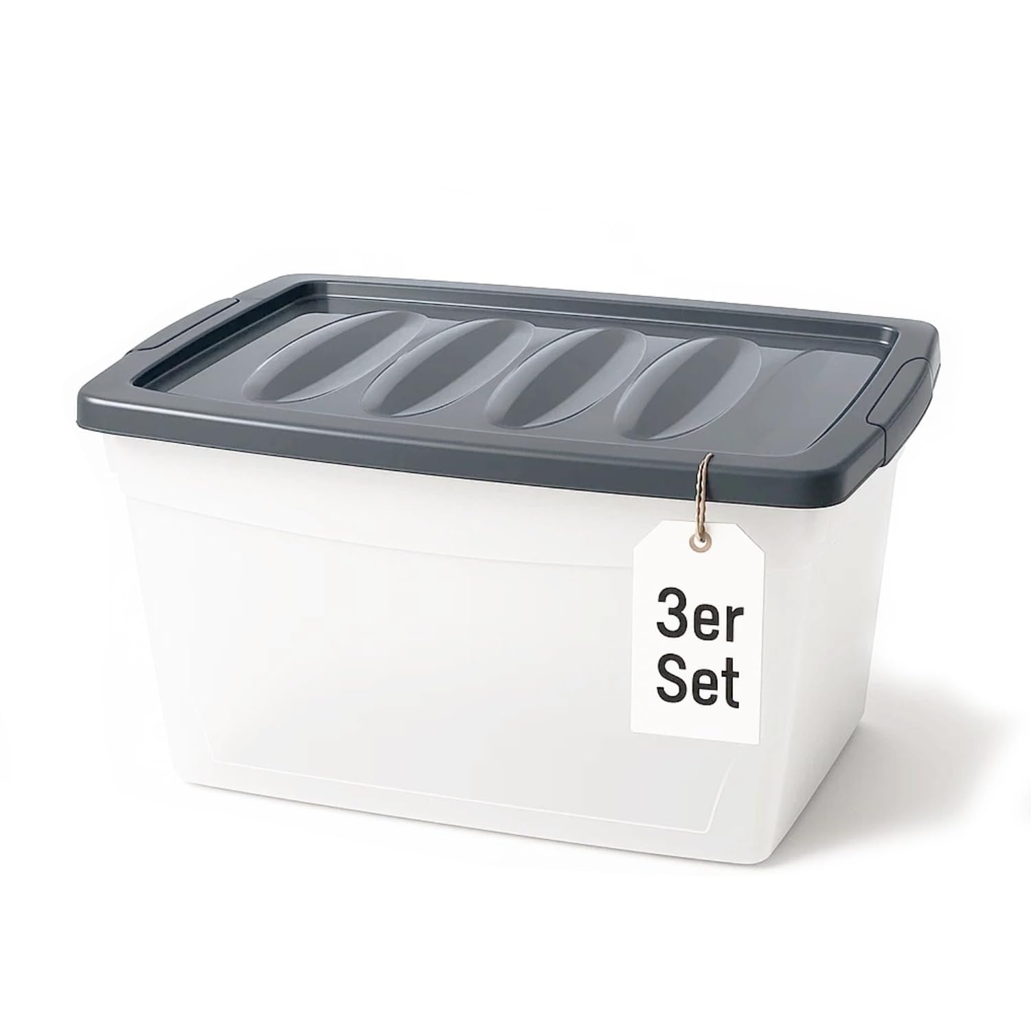 BigDean 3x 60 L Aufbewahrungsbox mit Deckel groß Budget Line Plastikbox mit Deckel 60 Liter 3er Set Angebot bei HelloDeals