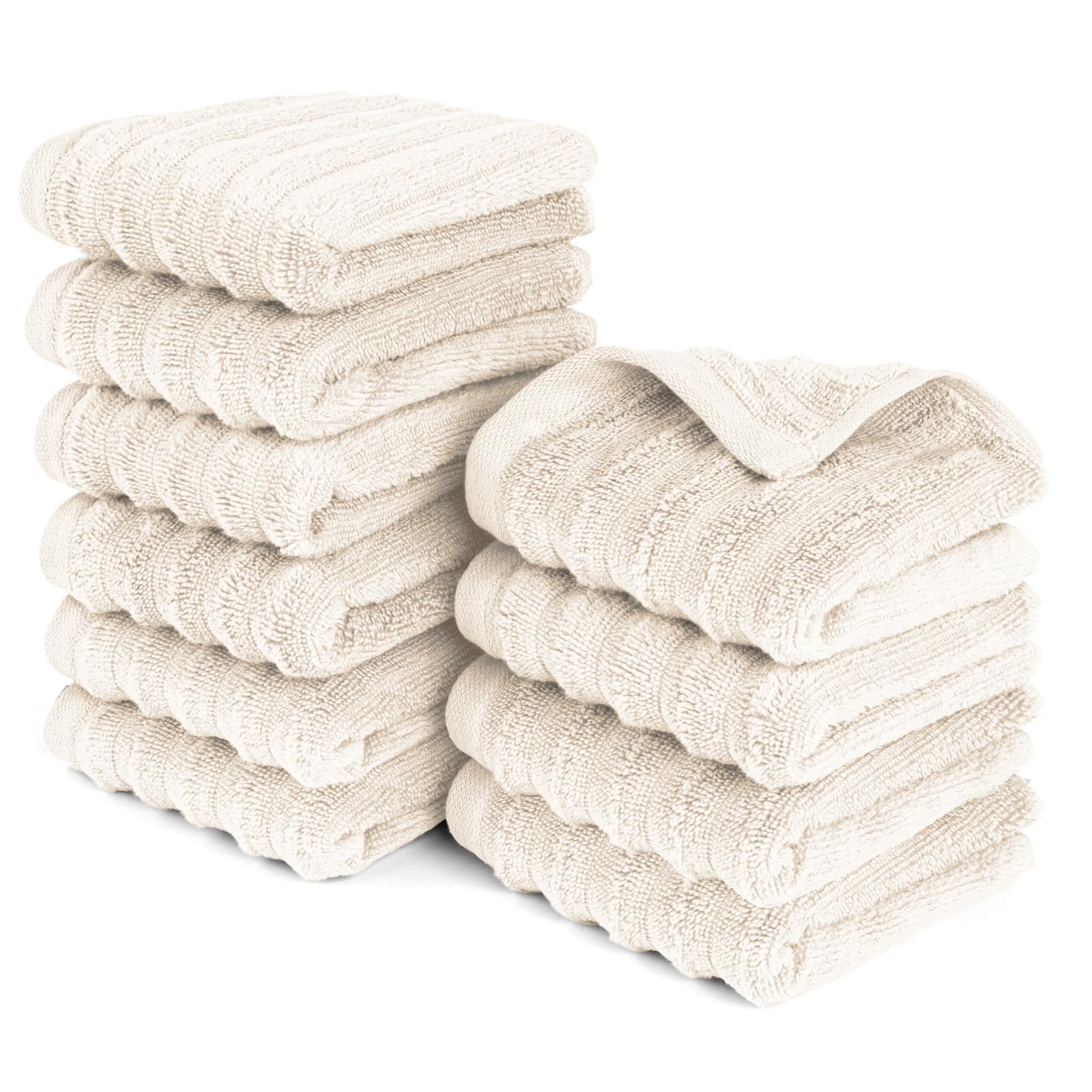 Pure Label Gasthandtuch - 10er-Pack 30x50cm aus 100% Baumwolle - saugstark, schnelltrockend & weich - Gästehandtuch mit Anhängeschlaufe - Oeko-TEX Zertifiziert - Creme Gästetuch 30x50cm - 10er Set 05 Creme Angebot bei HelloDeals