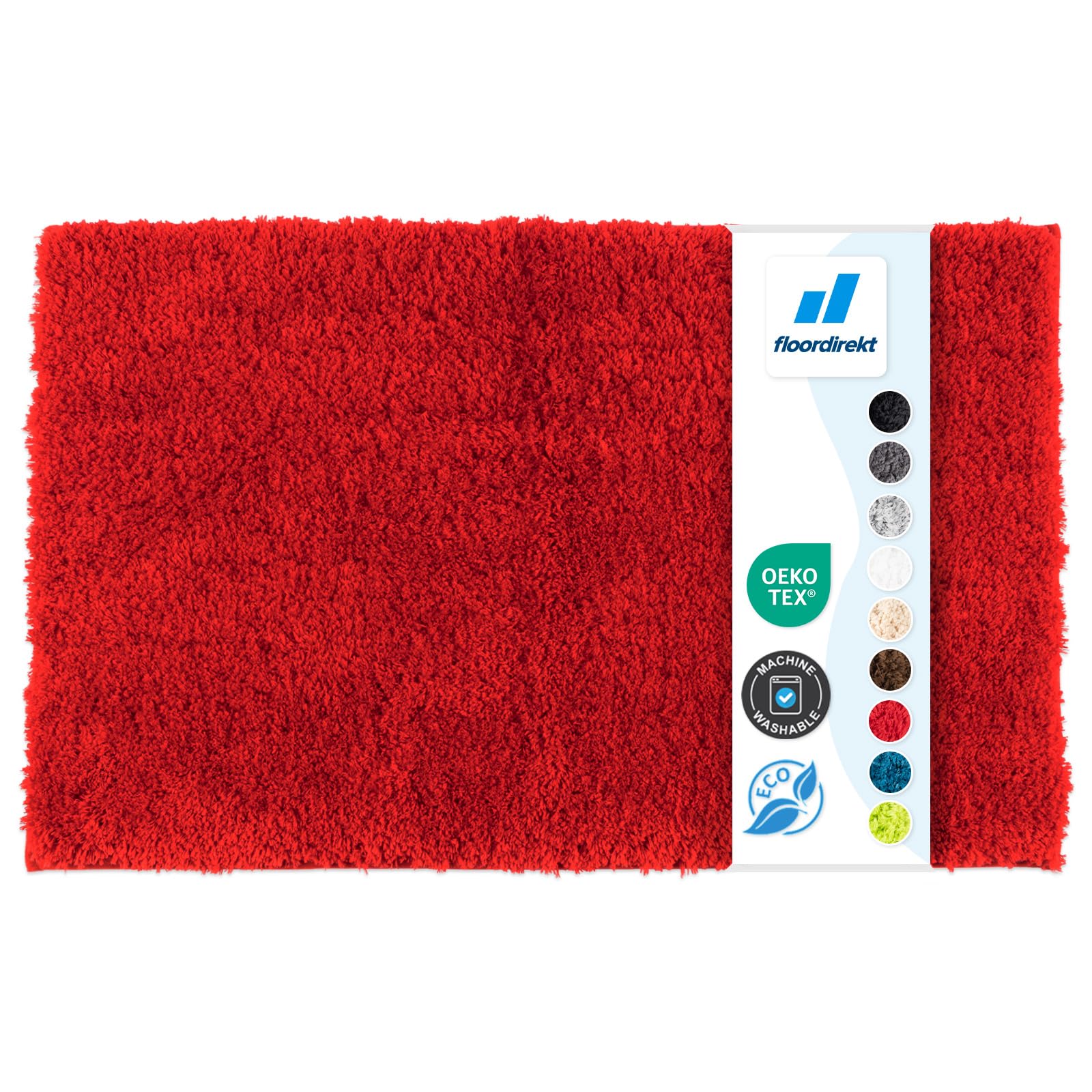Floordirekt Badematte Sky - Badezimmerteppich - Weicher, dichter Hochflor - Rutschhemmend & Schnell trocknend - Geeignet für Fußbodenheizung - Eckig & Rund (50 x 60 cm, Beerenrot) 50 x 60 cm Beerenrot Angebot bei HelloDeals