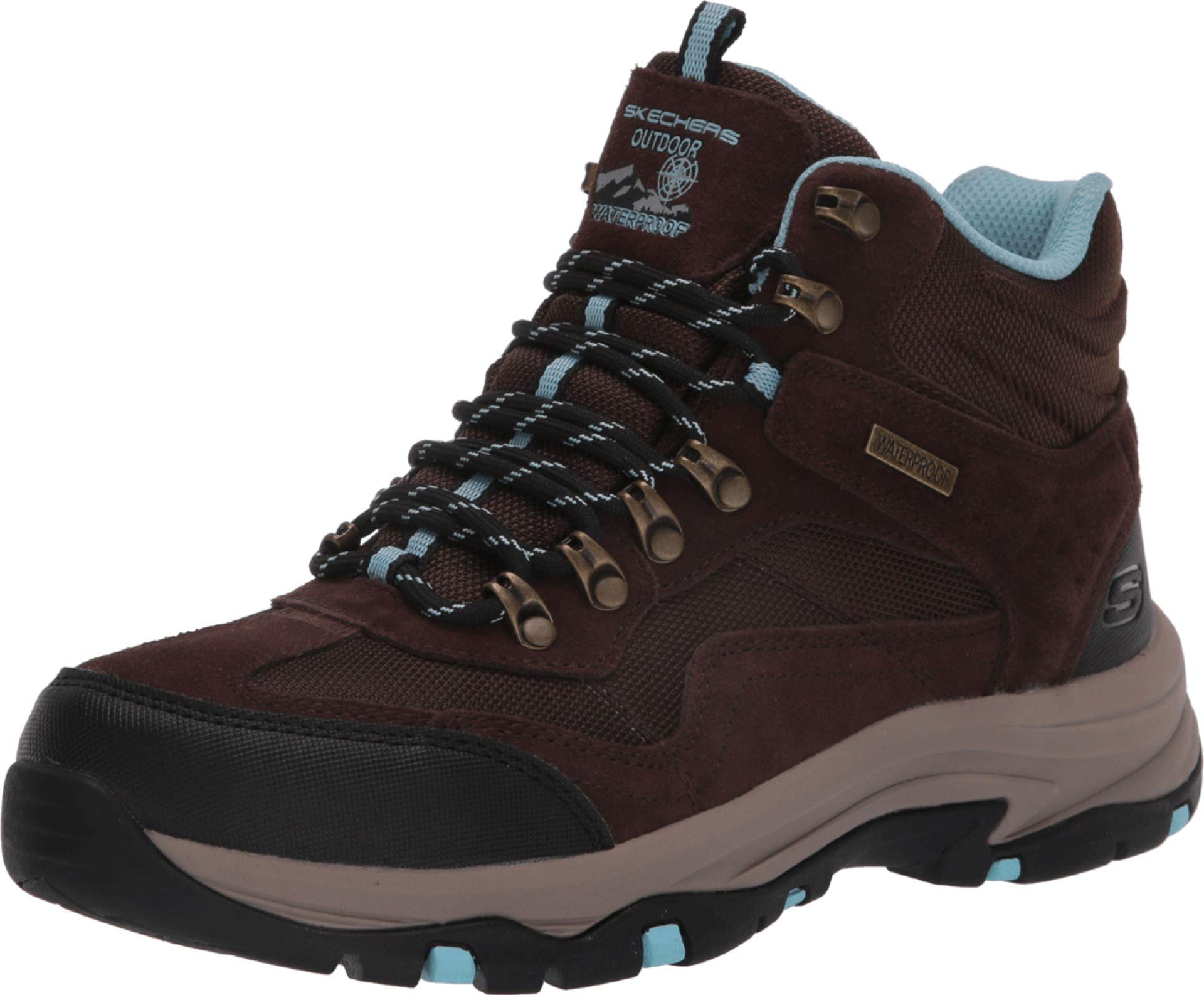 Skechers Damen Trego Base Camp Wanderstiefel 40 EU Chocolate Suede Textile Light Blue Trim Angebot bei HelloDeals