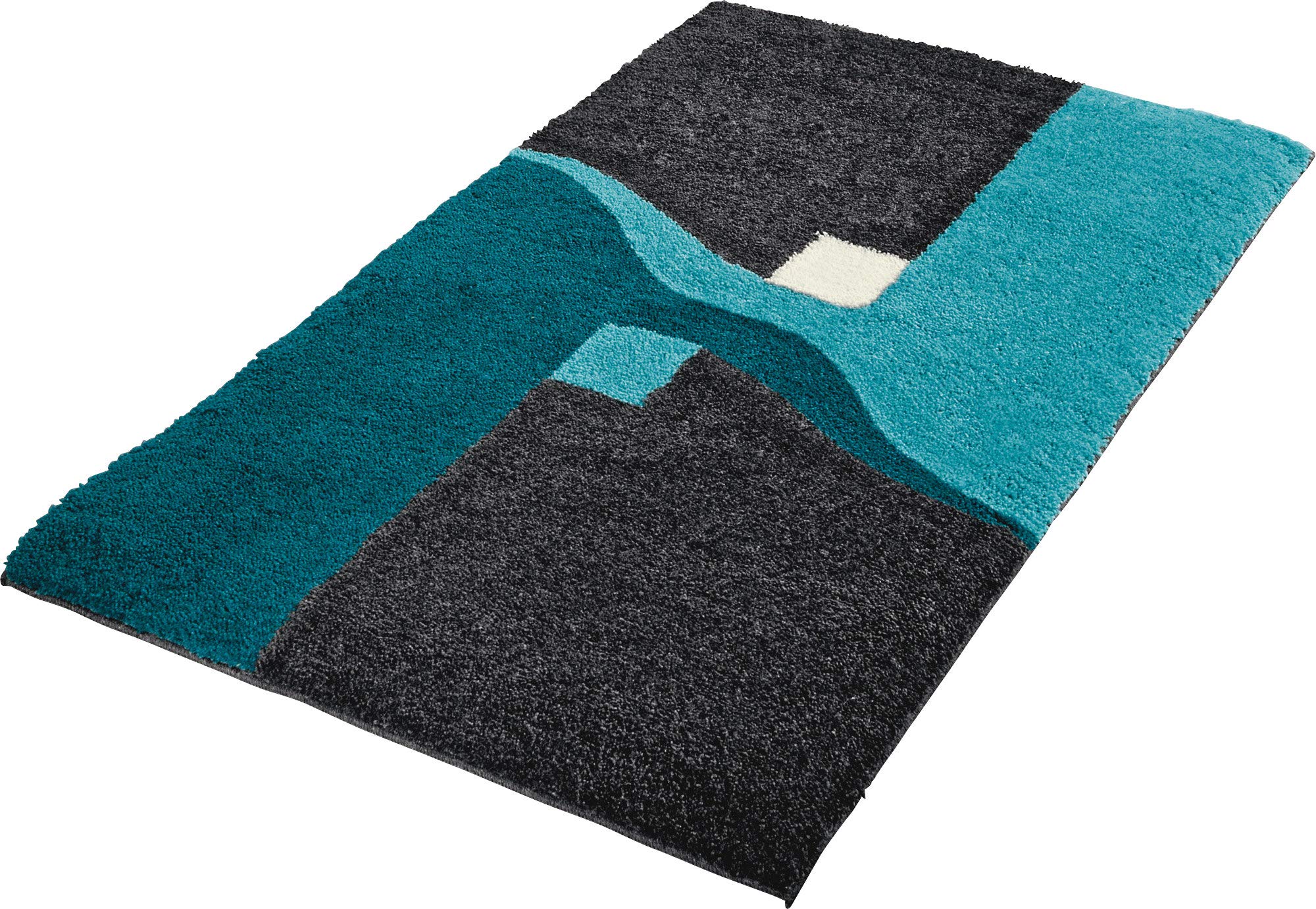 Erwin Müller Badematte Athen, Badteppich, Badvorleger rutschhemmend türkis Größe 60x100 cm - kuscheliger Hochflor, für Fußbodenheizung geeignet (weitere Größen) 60 x 100 cm (Rechteckig) Türkis Angebot bei HelloDeals