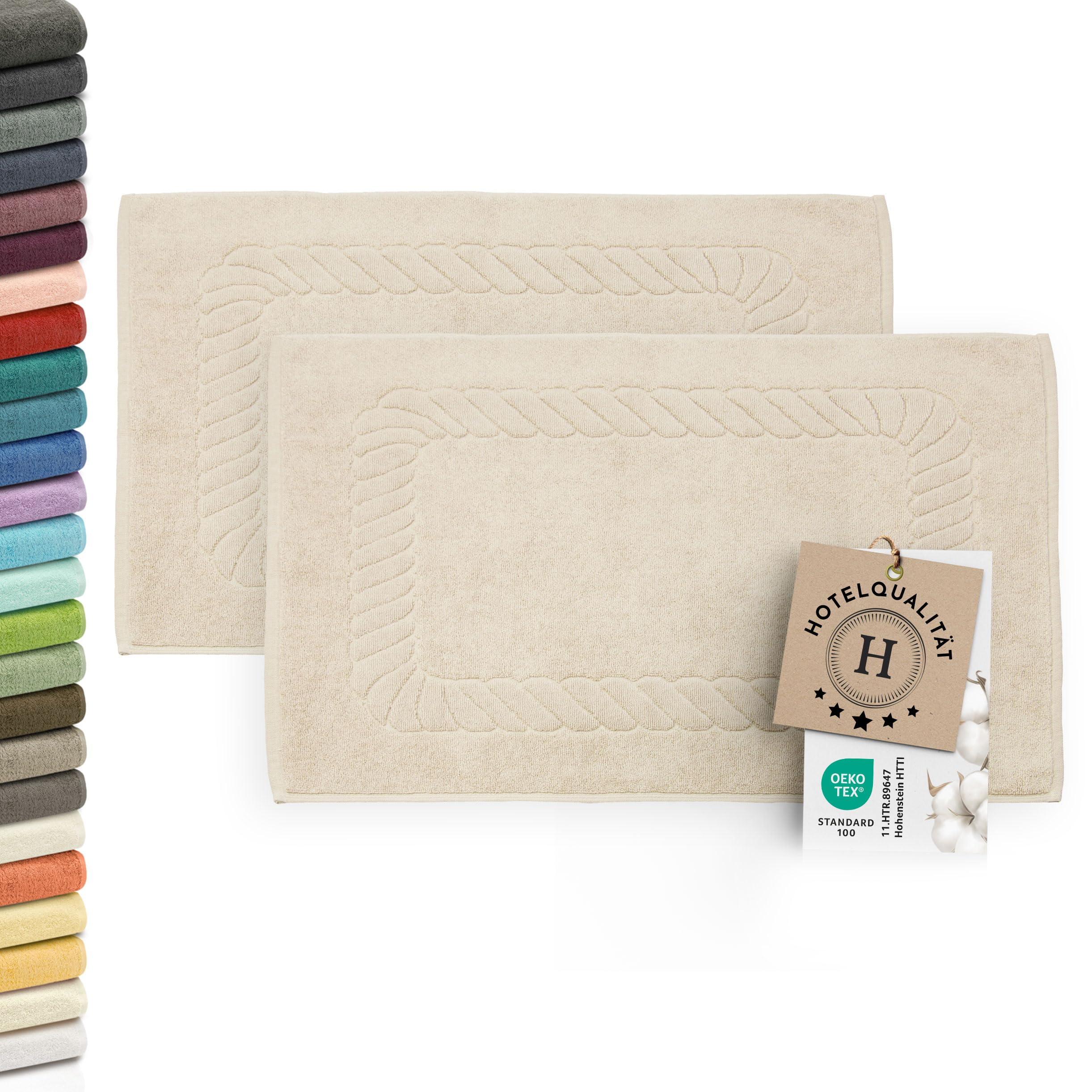 ZOLLNER 2er Set Badematten - weiche und saugstarke Duschvorleger - waschbar bis 95°C - Baumwolle - 50x70 cm in Cappuccino Cappuccino 2x Badematten Angebot bei HelloDeals