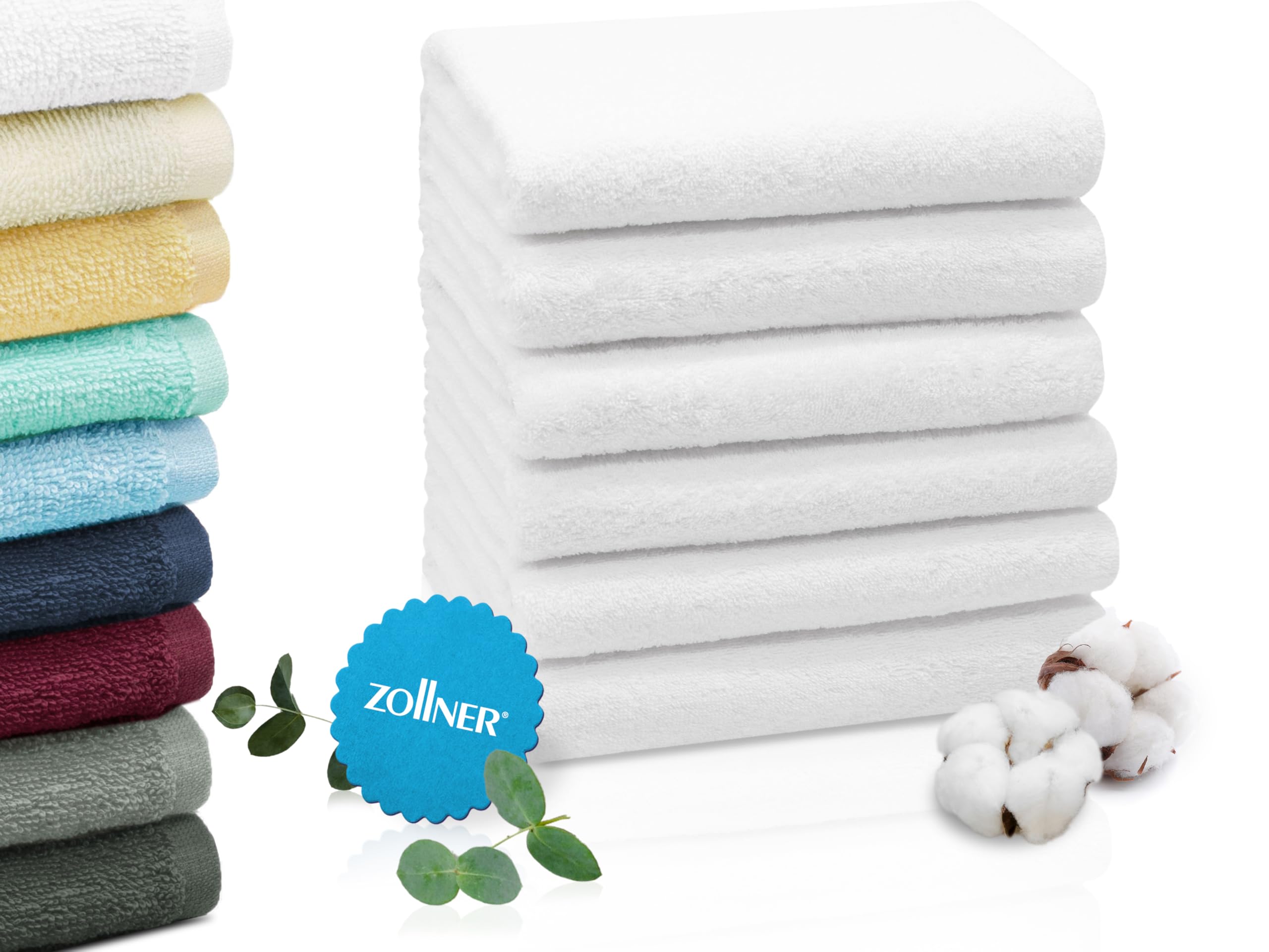 ZOLLNER 6er Set Handtücher in 50x100 cm - saugstarke und weiche Badetücher in weiß - mit praktischem Aufhänger - waschbar bis 95°C - Baumwolle - Hotelqualität 6x Handtücher Weiß Angebot bei HelloDeals
