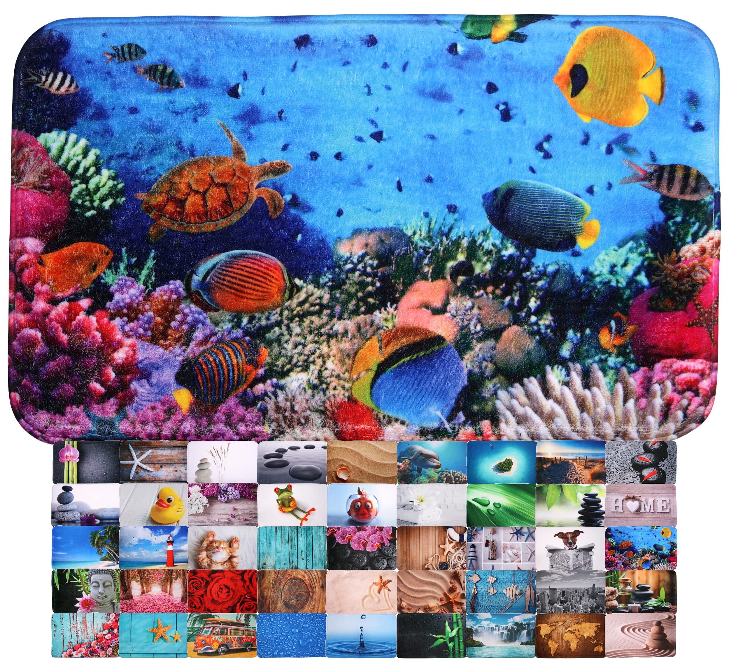 Sanilo Badteppich, viele schöne Badematten zur Auswahl, Badvorleger sehr weich und rutschfest, waschbar und schnelltrocknend (70 x 110 cm, Ocean) 70 x 110 cm Ocean Angebot bei HelloDeals
