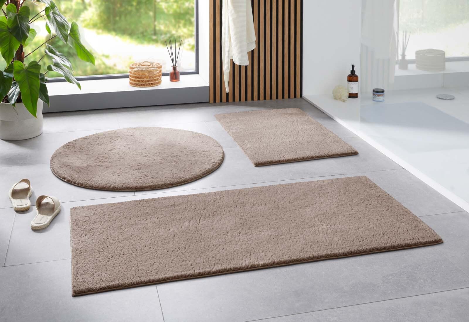 Taracarpet Badematte Uni Boho rutschfest, waschbar, Badezimmer-Teppich, Bad-Vorleger, WC Deko, Duschvorleger für Dusche und Badewannen weich und als Set kombinierbar Sand 050x080 cm Sand 50 x 80 cm (Rechteckig) Angebot bei HelloDeals