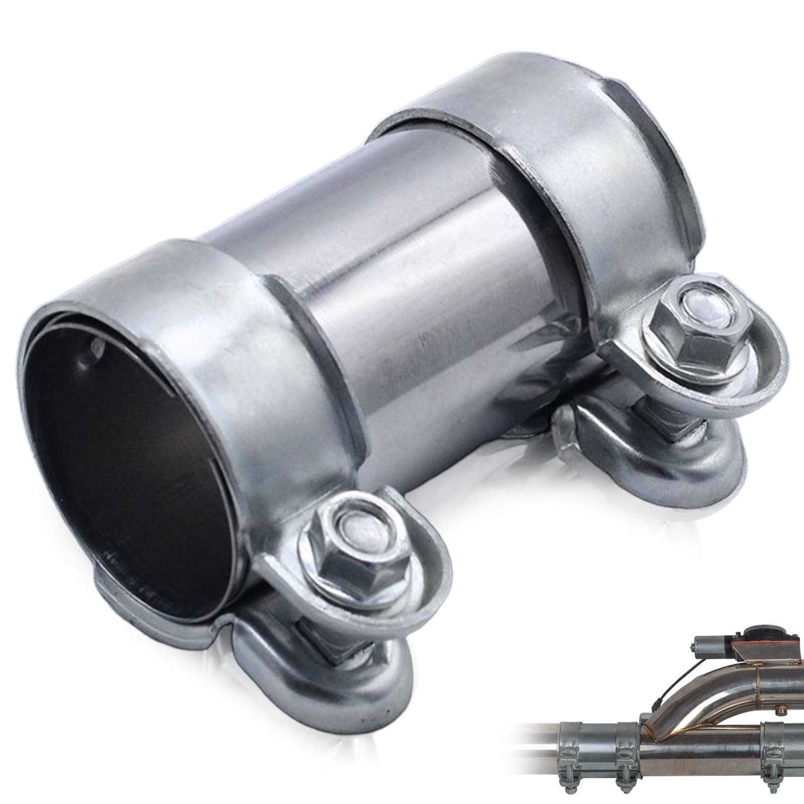UESDU Auspuffschelle, Ø 55mm x 125 mm Rohrverbinder Edelstahl Doppelschelle Universal Verbinder Rohrverbinder Auspuff für Auspuffrohr mit 55 mm Durchmesser Angebot bei HelloDeals