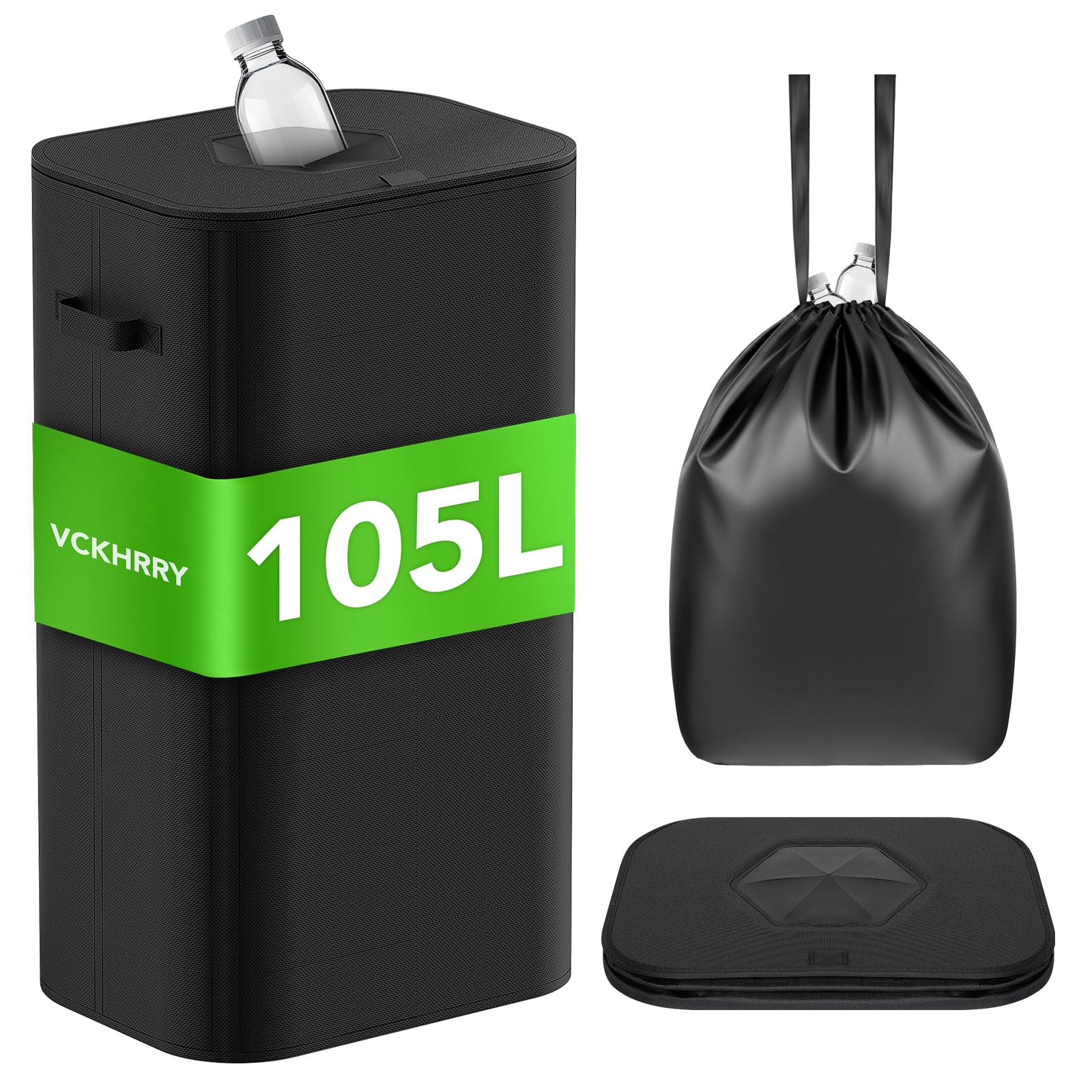 VCKHRRY 105L Pfandflaschen Sammelbehälter mit Deckel, Groß Pfandflaschen Aufbewahrung Organizer mit Tragetasche Flaschensammler Leergut mit Loch Flaschentasche Behälter für Küche & Haushalt Angebot bei HelloDeals