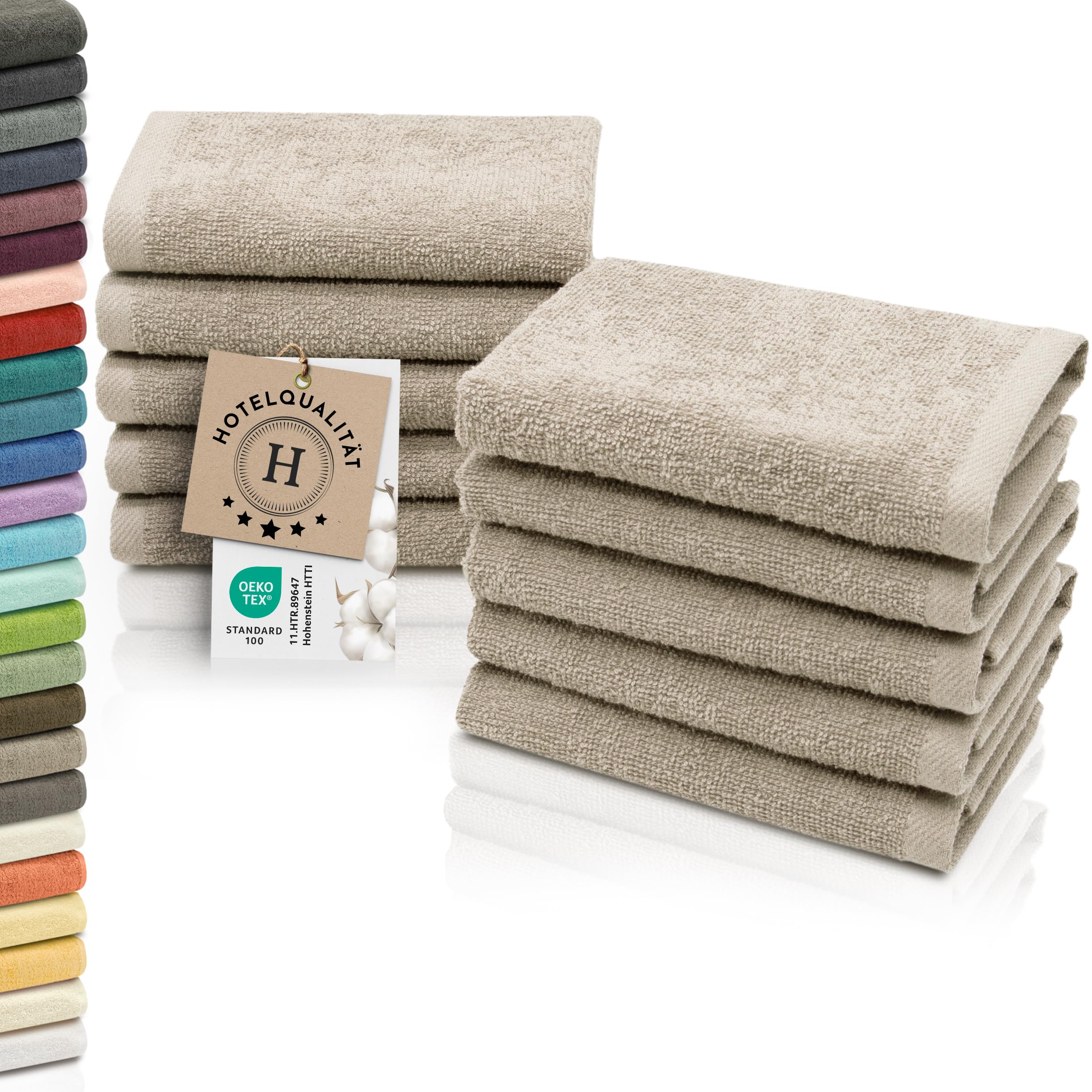 ZOLLNER 10er Set Seiftücher - weiche und saugstarke Waschlappen - waschbar bis 95°C - Baumwolle - 30x30 cm in Cappuccino Cappuccino 10x Seiftücher Angebot bei HelloDeals