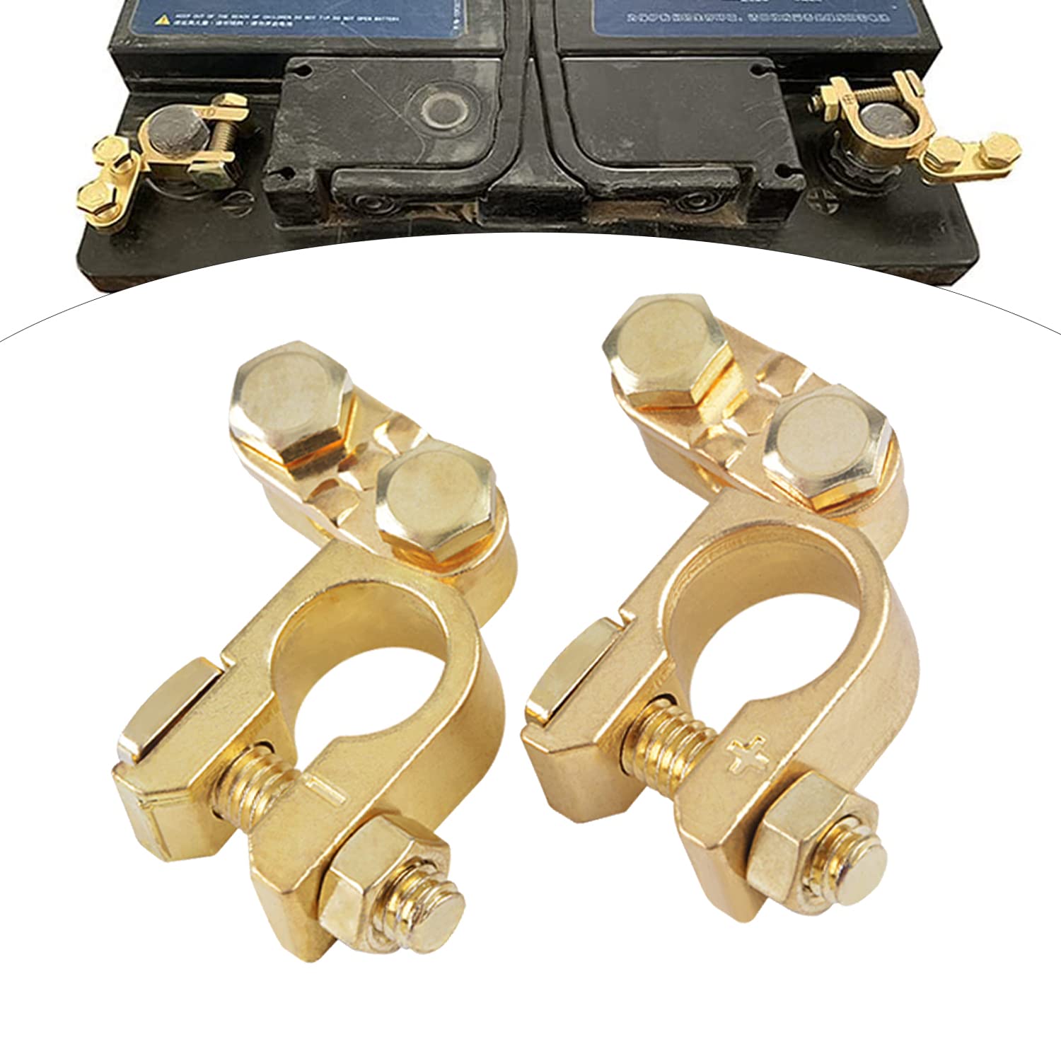 2pcs Batterieklemmen Batterie Polklemmen Universal Autobatterie Klemme mit Bolzen Batterieanschlussklemmen Messing Steckverbinder Polklemmen Plus Minus für Auto Boot Wohnmobil Caravan Transporter Angebot bei HelloDeals