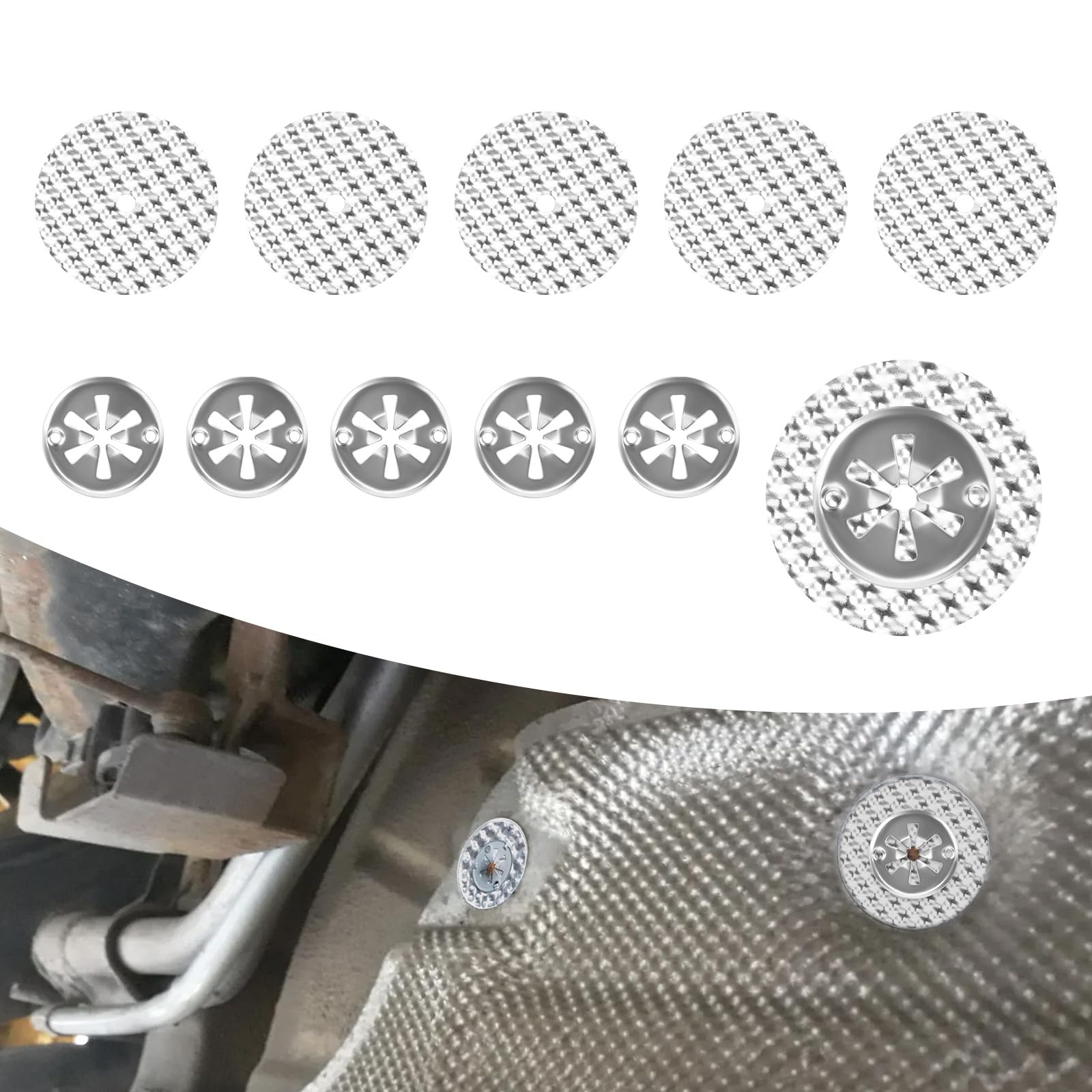 JESTOP 10 Stück Hitzeschutzplatte Reparatursatz für Auto Für Audi VW OEM N90335004, 5 Sätze Hitzeschutzblech Auspuff Reparatursatz für Fahrzeug, 30mm Sicherungsscheiben, 52mm Hitzeschutzblech Angebot bei HelloDeals