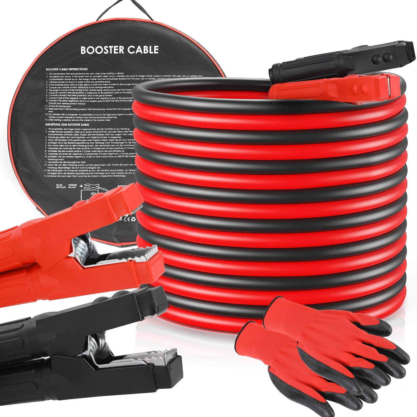 TLGREEN 6m 50mm² 3000A Starthilfekabel für Autobatterie schweres Auto Überbrückungskabel 12V/24V kupferbeschichteten Aluminiumkabeln für Starthilfe schwache Batterie Reisetasche Schutzhandschuhen 6M 3000Amp Angebot bei HelloDeals
