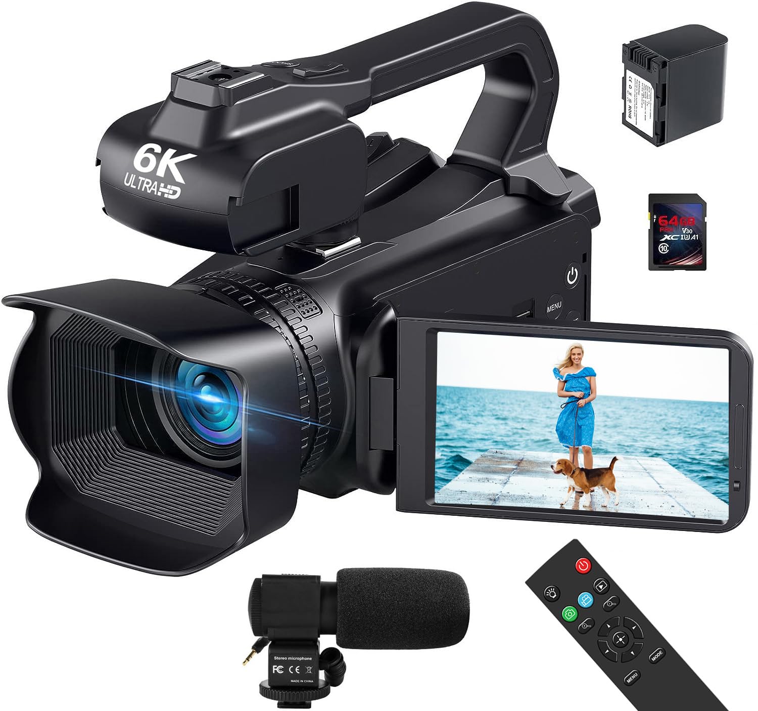 Videokamera 6K 64MP Camcorder für Vlogging, IR Nachtsicht YouTube Kamera WiFi Videocameras, 4.0-Zoll Touchscren 18X Digitalzoom Webcam Camera mit Mikrofon, Batterie, Handstabilisator und Fernbedienung SZ95 Angebot bei HelloDeals