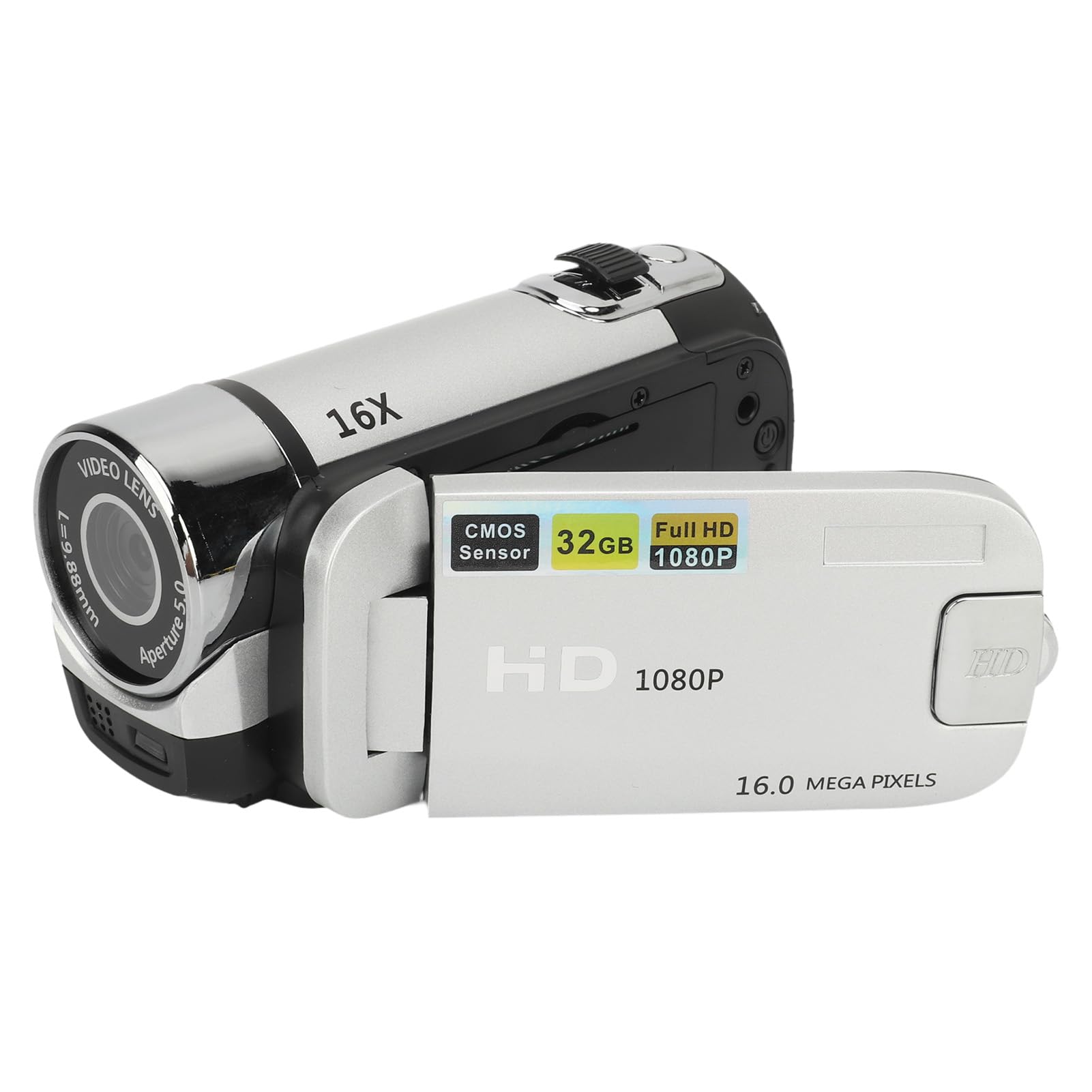 Videokamera-Camcorder, 1080P 16 MP Digitalkamera-Recorder, 2,4 Zoll Drehbarer Bildschirm, 16-facher Digitalzoom-Camcorder-Kamera mit Fülllicht (Silver) Angebot bei HelloDeals