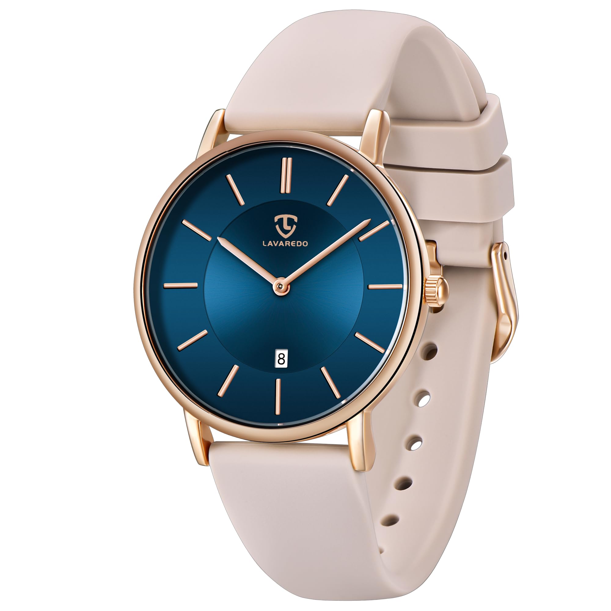 aswan watch Flache Damen Analog Quarz Armbanduhr mit Leder/Silikon Armband, Datum, 2 Zeiger, 39 mm Gehäusegröße 07 Silikon Baby Blau Angebot bei HelloDeals