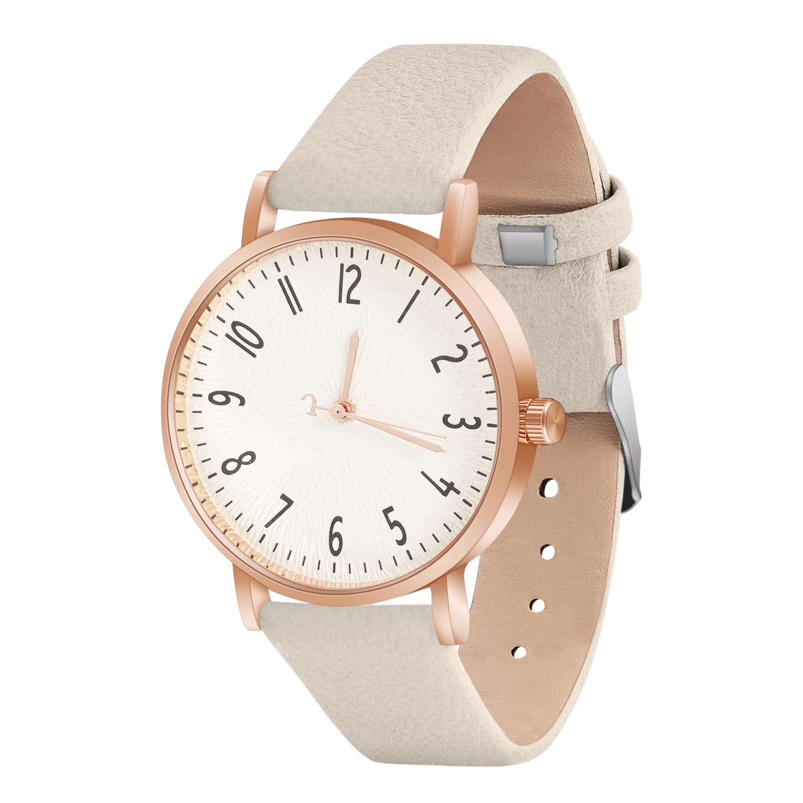 OFFCUP Damenuhr, Damen Analog Quarz Uhr mit Leder Armband, Uhren Damen Einfache Business Klassische Armbanduhr Lässig Quarzuhr Kleideruhr, 3 Zeiger Beige Angebot bei HelloDeals