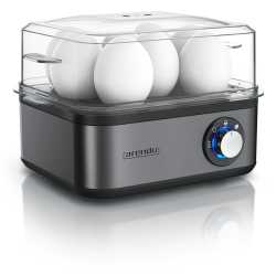 Arendo - Eierkocher Edelstahl für 1 bis 8 Eier - Egg Cooker - 500 W – Kontroll Leuchte – Drehregler für drei Härtegrade - spülmaschinengeeignet | Cool Grey Angebot bei HelloDeals