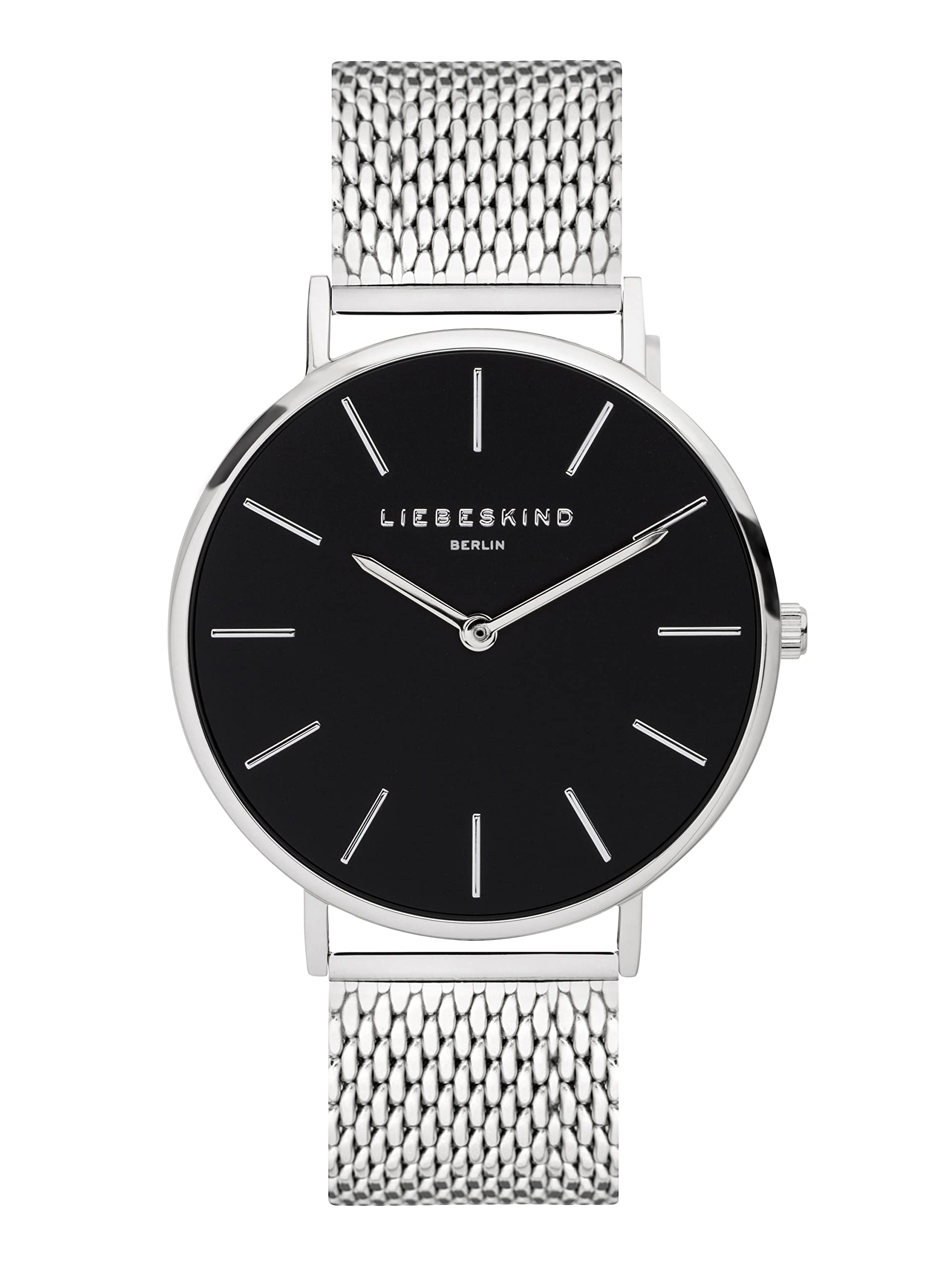 Liebeskind Berlin Damen Armbanduhr – 38mm rundes Gehäuse – Quarzuhr mit Mesharmband – 5ATM wasserdicht – Alltagstauglich & stilvoll Silber / Schwarz Angebot bei HelloDeals