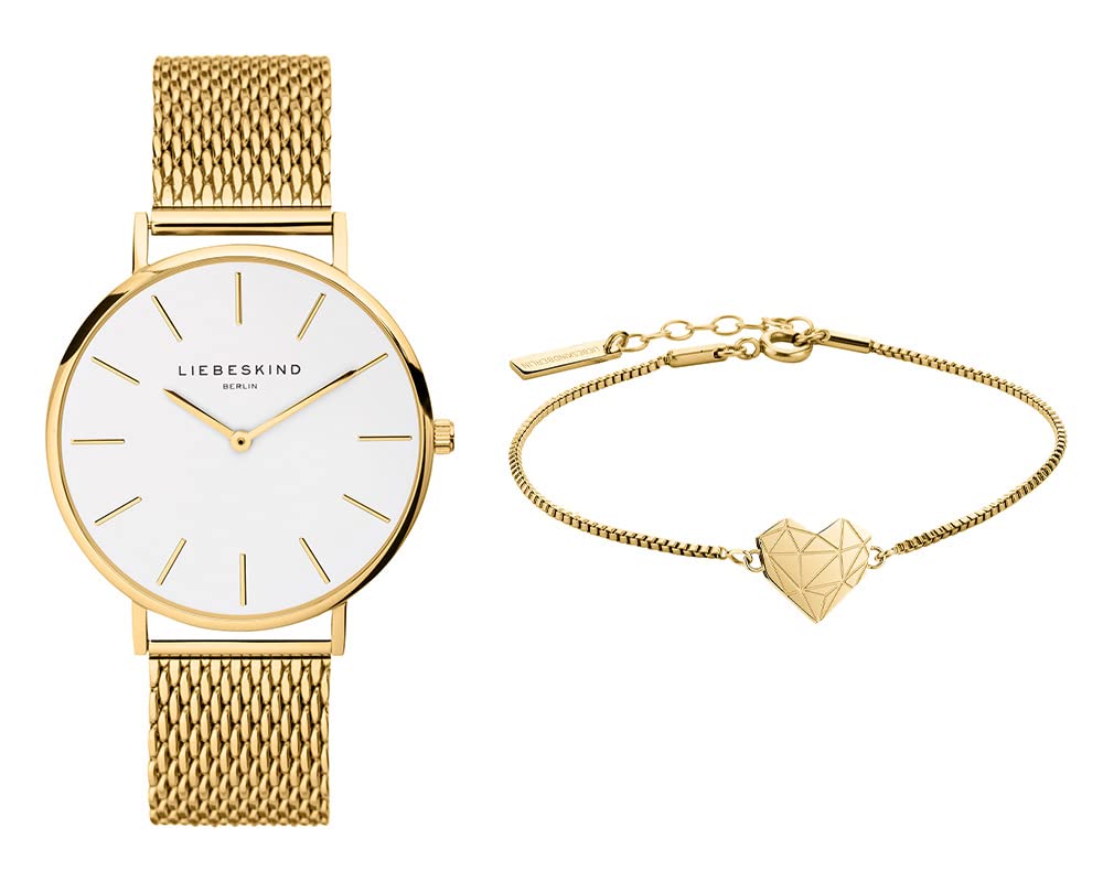 Liebeskind Berlin Set aus Armbanduhr und Armband LS-0103-MQB IP gold Angebot bei HelloDeals