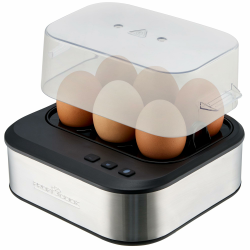 ProfiCook sprechender Eierkocher, kocht alle drei Stufen - weich/mittel/hart, 6 Eier, geeignet Ergebnis, Edelstahl Eierkocher mit Härtegradeinstellung, Egg Cooker, PC-EK 1276 6 Eier Inox Angebot bei HelloDeals