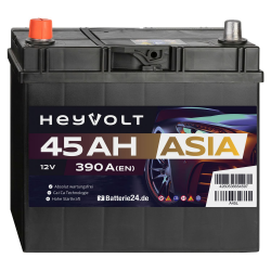 HeyVolt Asia Autobatterie 12V 45Ah 390A/EN Starterbatterie, absolut wartungsfrei, Pluspol Links 45Ah Pluspol Links Angebot bei HelloDeals