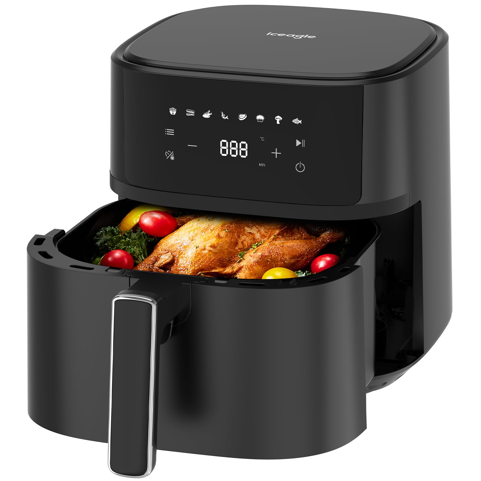 Heißluftfritteuse 6,5L Airfryer XL - 1700W Friteuse ohne Öl mit Metall-Innenraum | Heissluftfriteuse Air Fryer, 8 Programmen, Digitales Display, Timer, Benutzerfreundlich, 80-200°C, Rezeptbuch 6.5L Angebot bei HelloDeals
