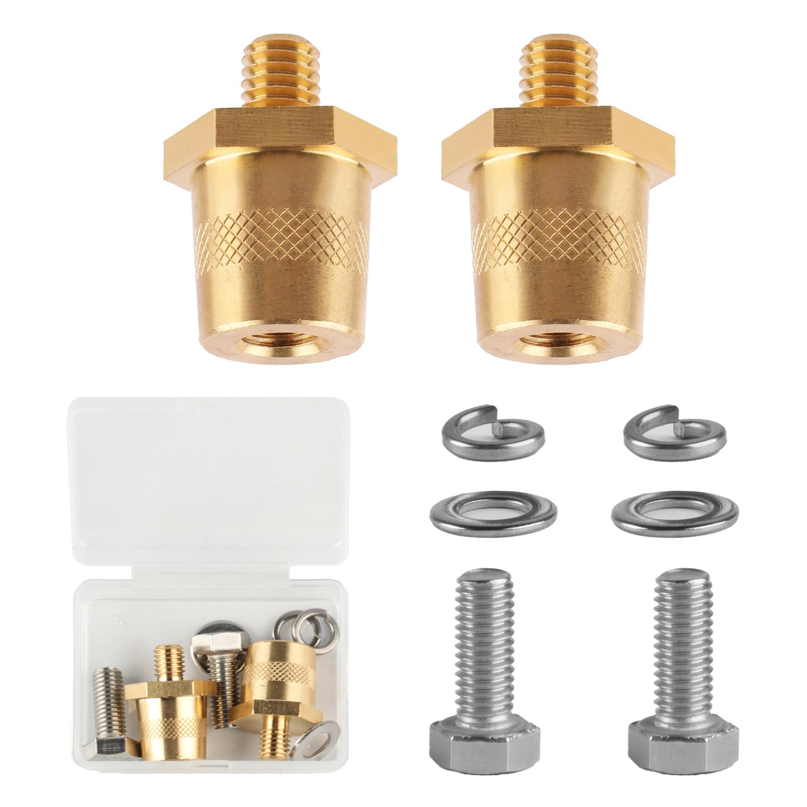 Batteriepoladapter M8, Messing Batteriepoladapter Paar, M8 Batterieklemmen, Positiver und Negativer Adapter, Batteriepol Adapter M8, Auto Batterie Klemmensäule Anschlussklemmen für Motor Autos Angebot bei HelloDeals