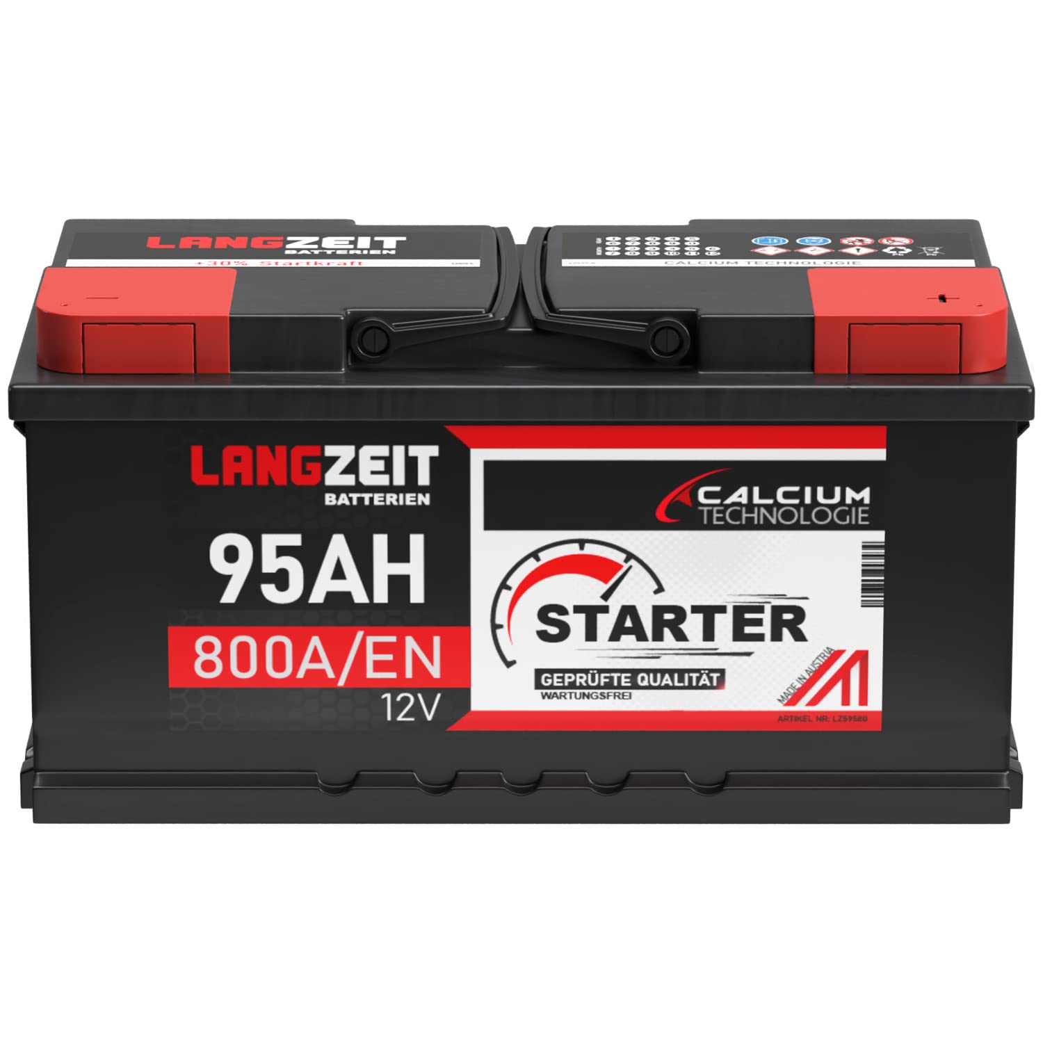 LANGZEIT Autobatterie 12V 95Ah 800A/EN Starterbatterie 30% mehr Startleistung ersetzt 100Ah 88Ah 90Ah 92Ah Batterie Angebot bei HelloDeals