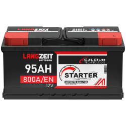 LANGZEIT Autobatterie 12V 95Ah 800A/EN Starterbatterie 30% mehr Startleistung ersetzt 100Ah 88Ah 90Ah 92Ah Batterie Angebot bei HelloDeals